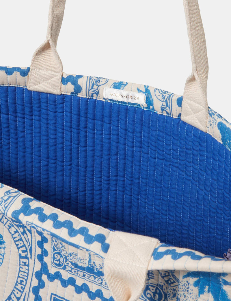Accessorize printed quilted cotton tote bag, UK version