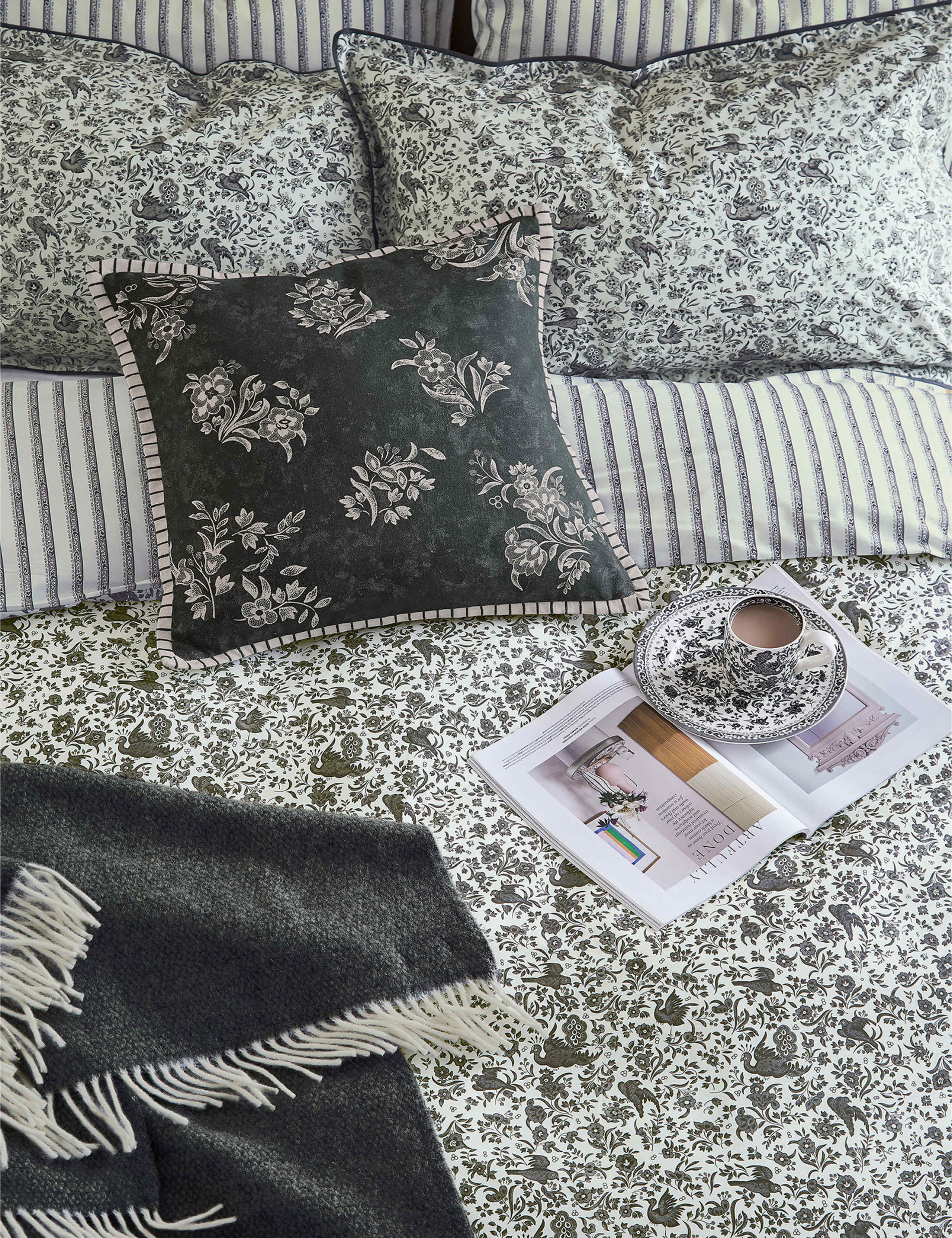 Bedeck of Belfast pure cotton Regal Peacock cushion 50cm, UK version