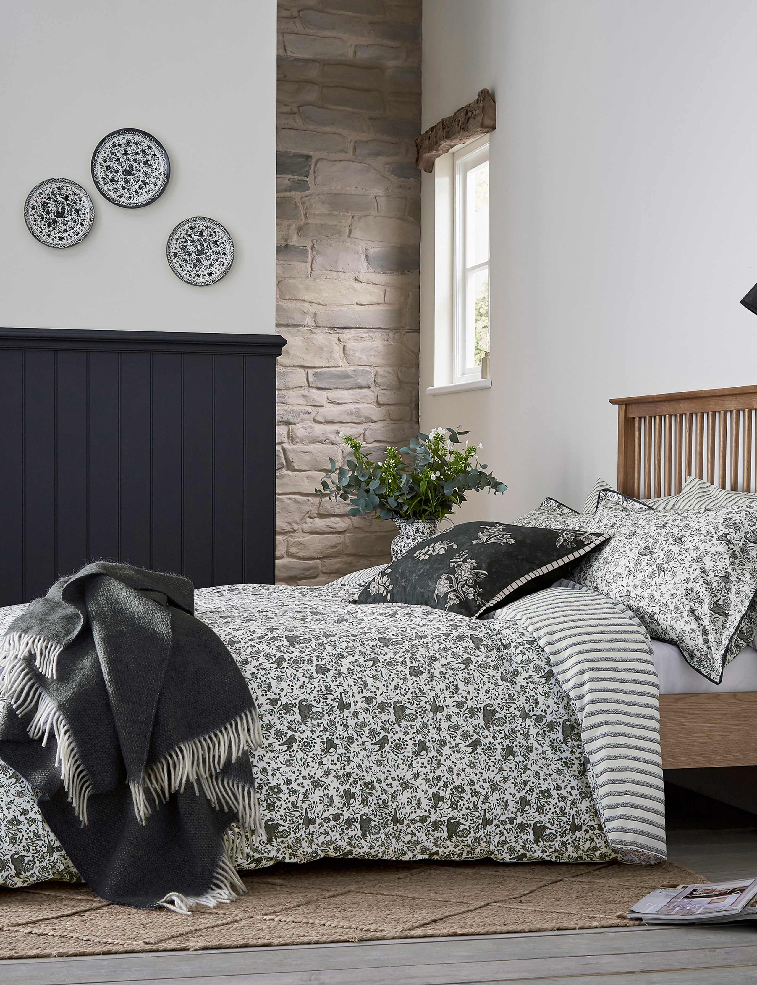Bedeck of Belfast pure cotton Regal Peacock cushion 50cm, UK version