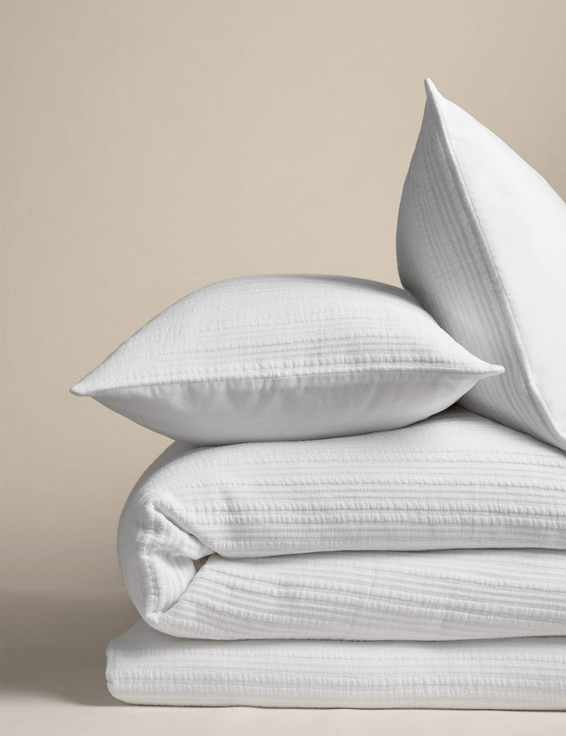 Pure cotton ribbed bedding set with duvet and pillowcases, UK version