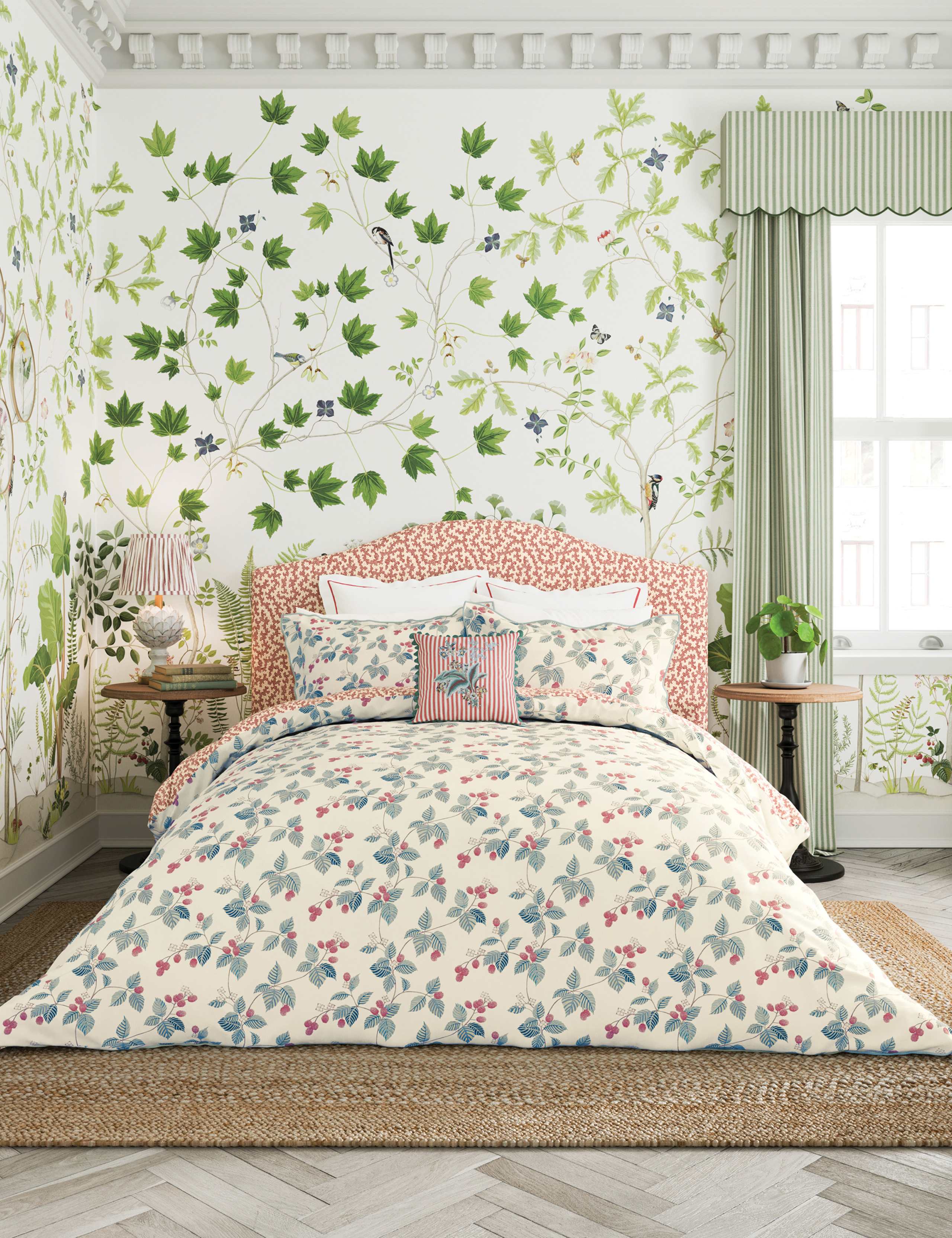 Sanderson Pure Cotton Rubus Bedding Set, imported from the UK