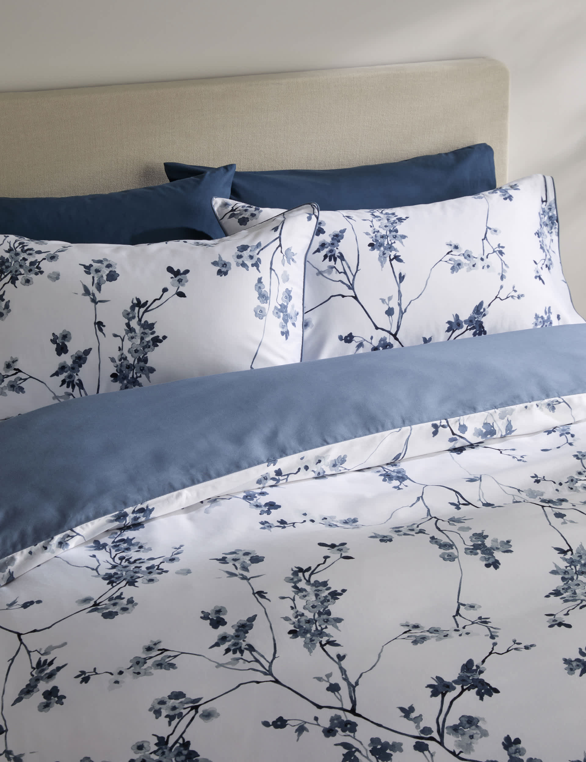 Pure cotton sateen cherry blossom bedding set, imported from the UK