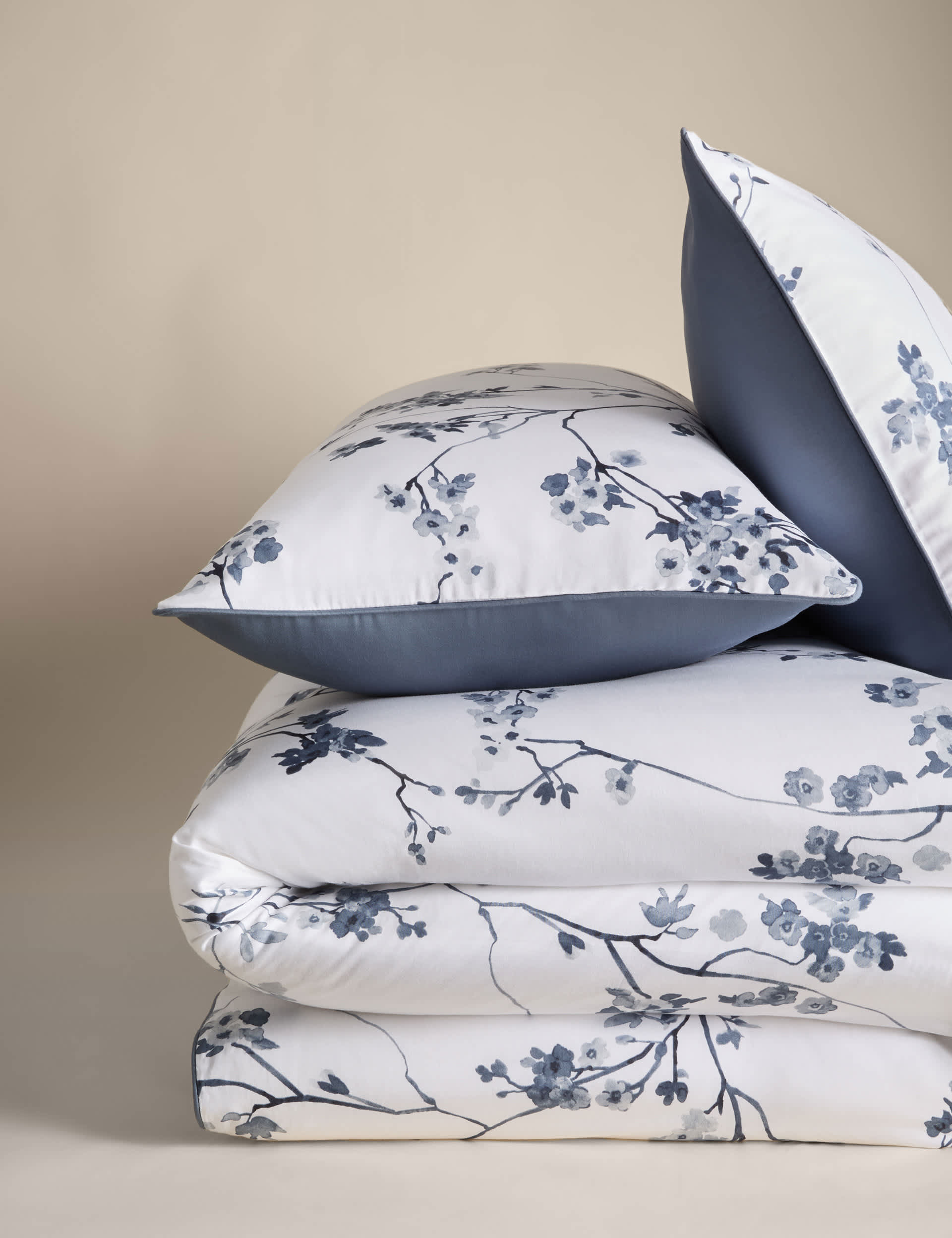 Pure cotton sateen cherry blossom bedding set, imported from the UK