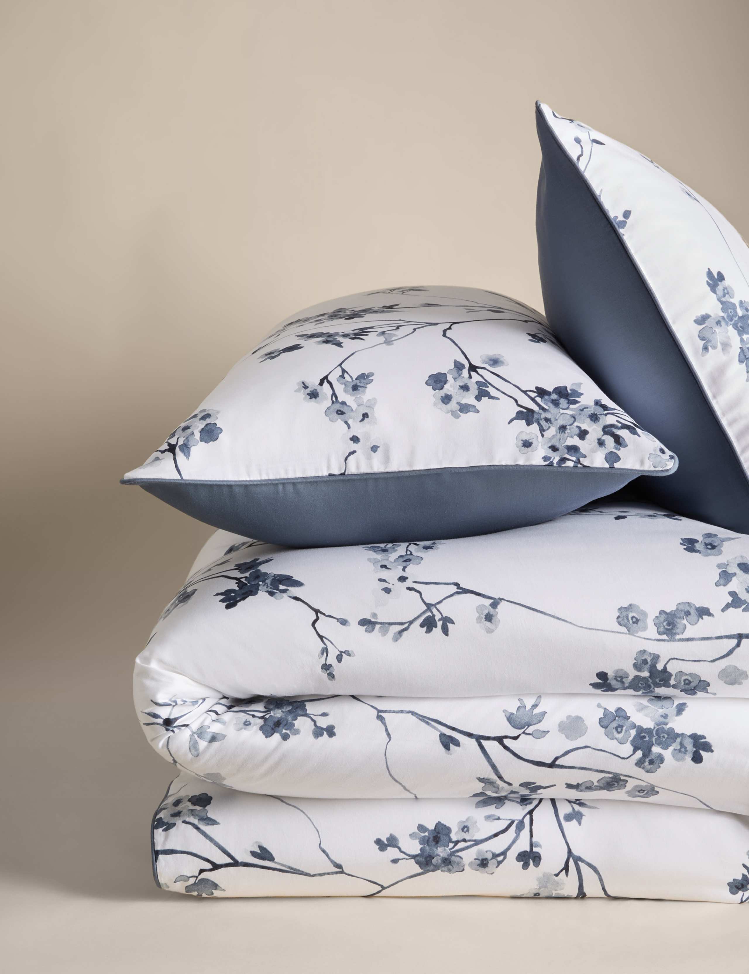 Pure cotton sateen cherry blossom bedding set, imported from the UK