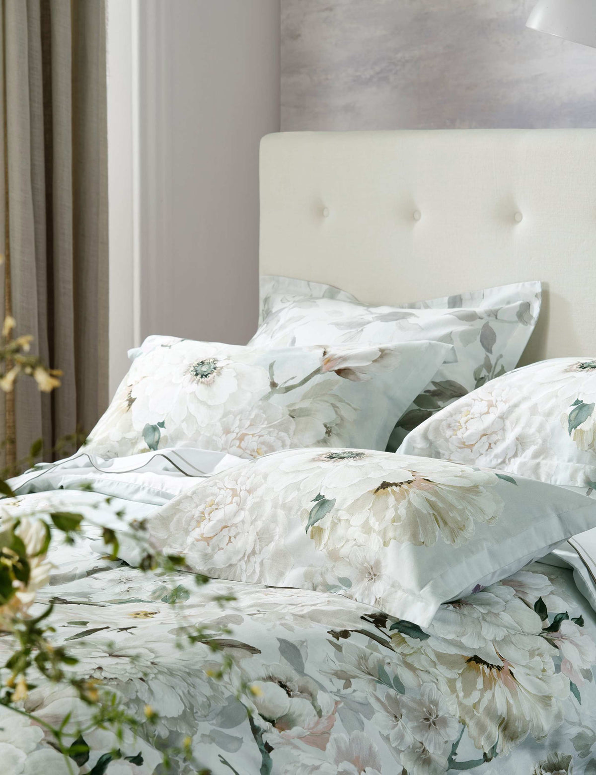 Designers Guild pure cotton sateen floral pillowcase set, UK version