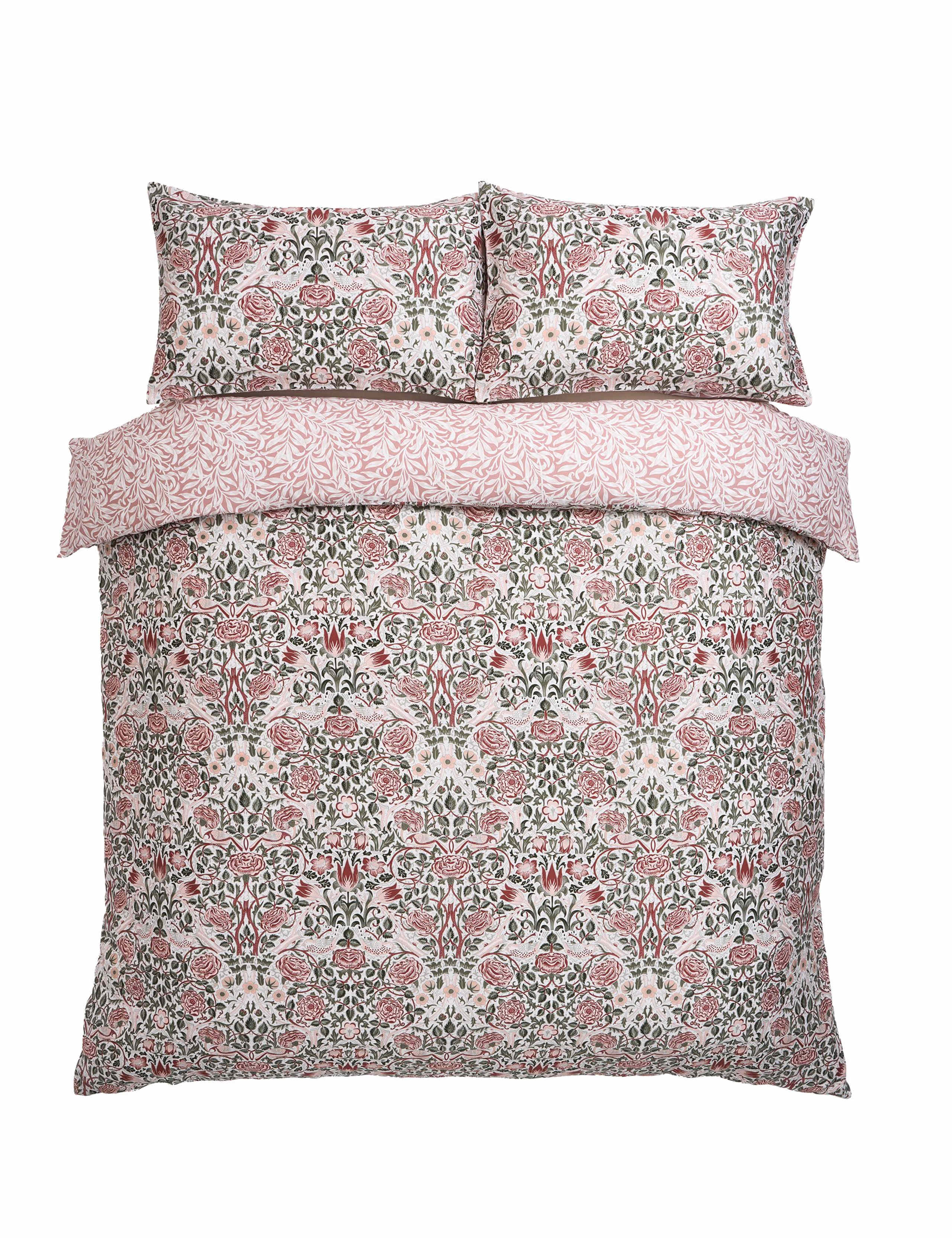 William Morris at Home Rose Brick pure cotton sateen bedding set - British product