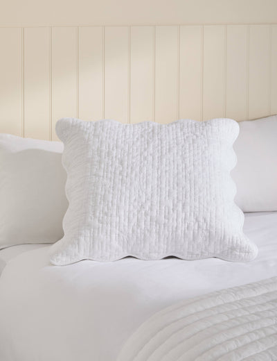 M&S Pure Cotton Scallop Edge Pillow Sham- Buy online at McGrocer