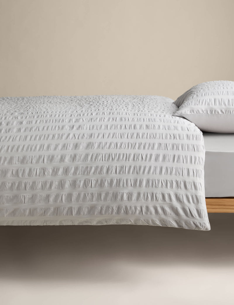 Pure cotton seersucker bedding set, striped pattern - British product