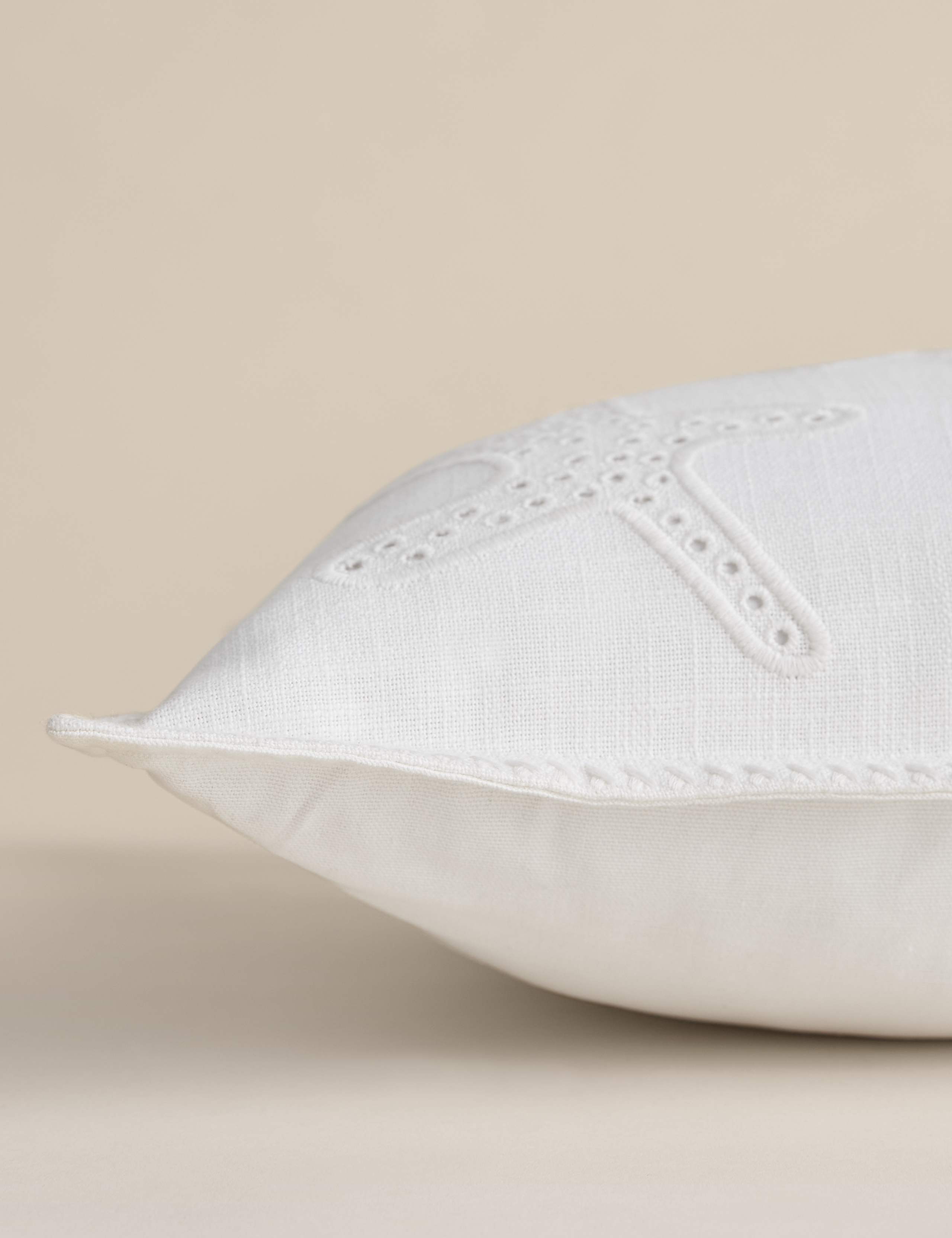 Pure cotton broderie bolster cushion 60 cm - British product