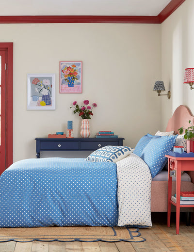 M&S Land & Shore Sora Polka Dot Print Pure Cotton Bedding Set- Buy online at McGrocer