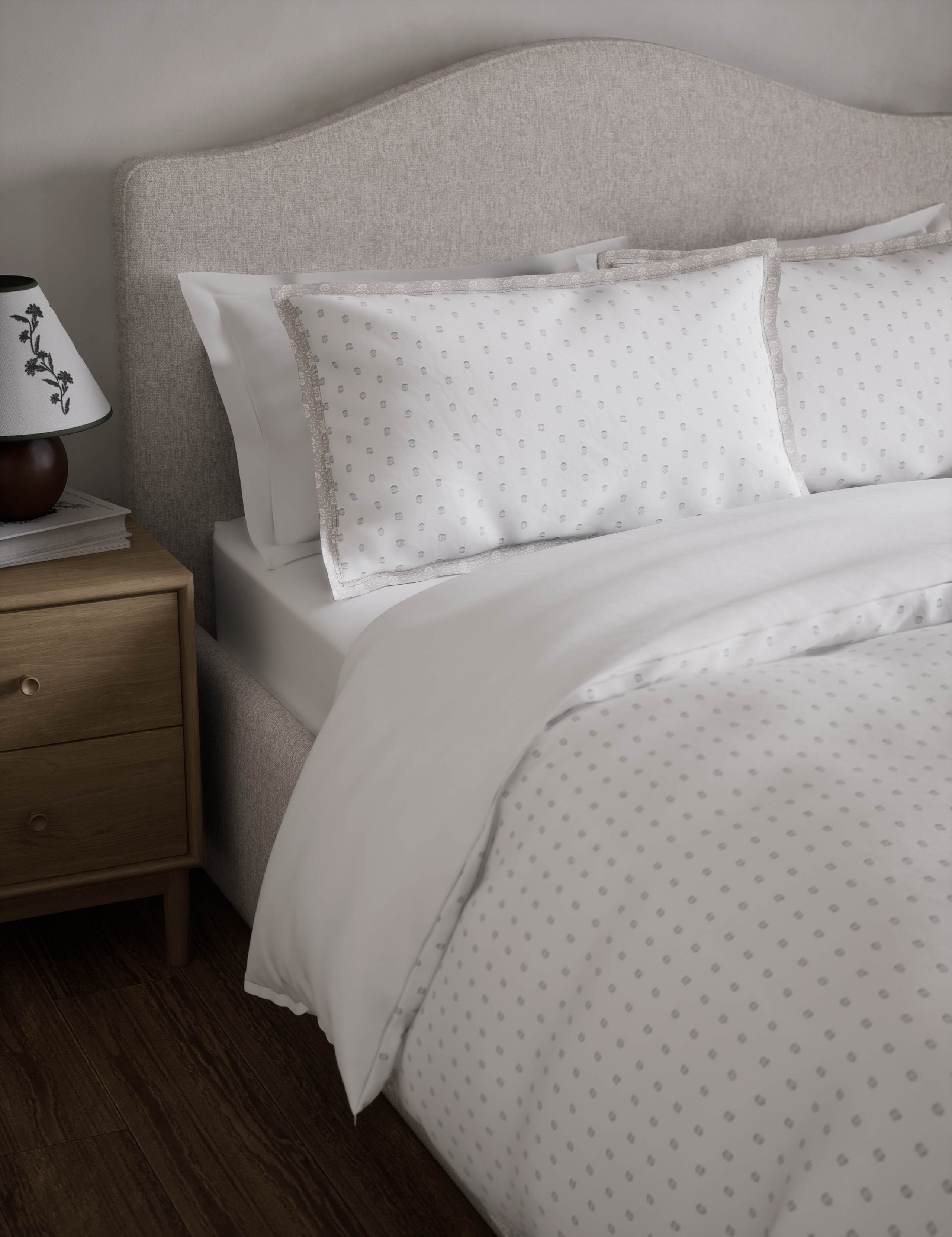 Pure cotton spotty jacquard bedding set, imported from the UK
