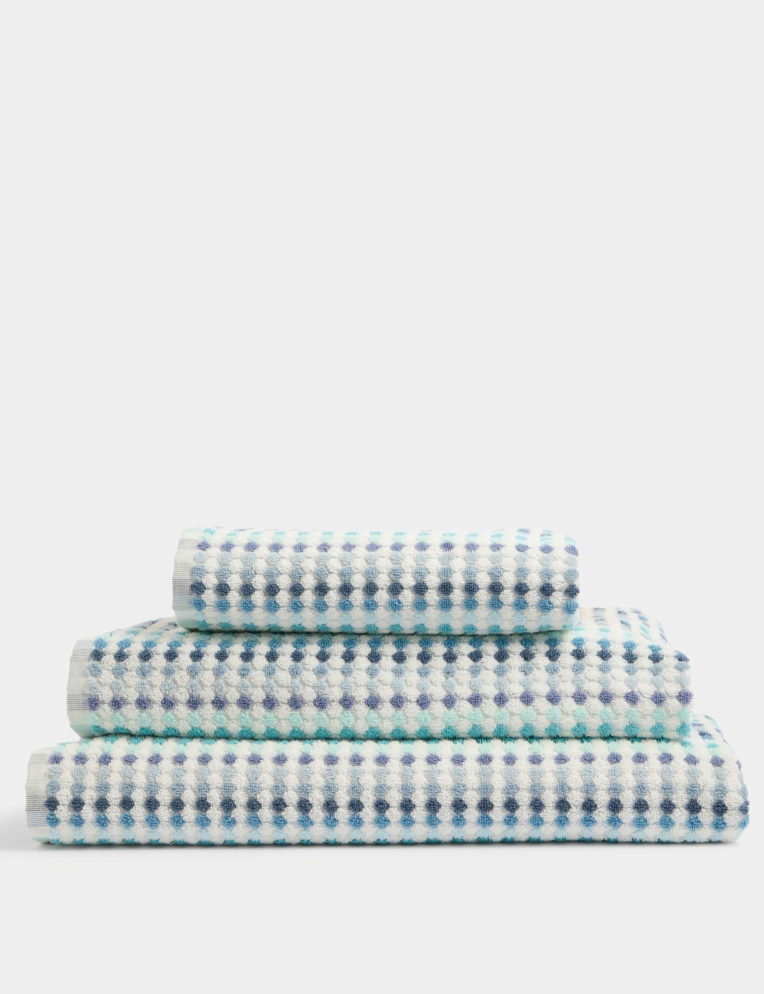 Pure Cotton Spotty Striped Bath Towel, imported from the UK