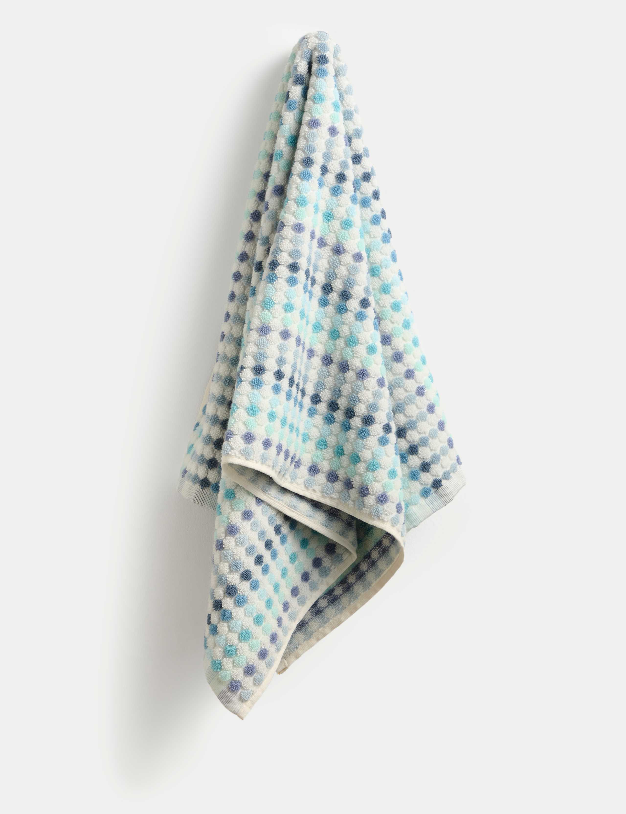 Pure Cotton Spotty Striped Bath Towel, imported from the UK