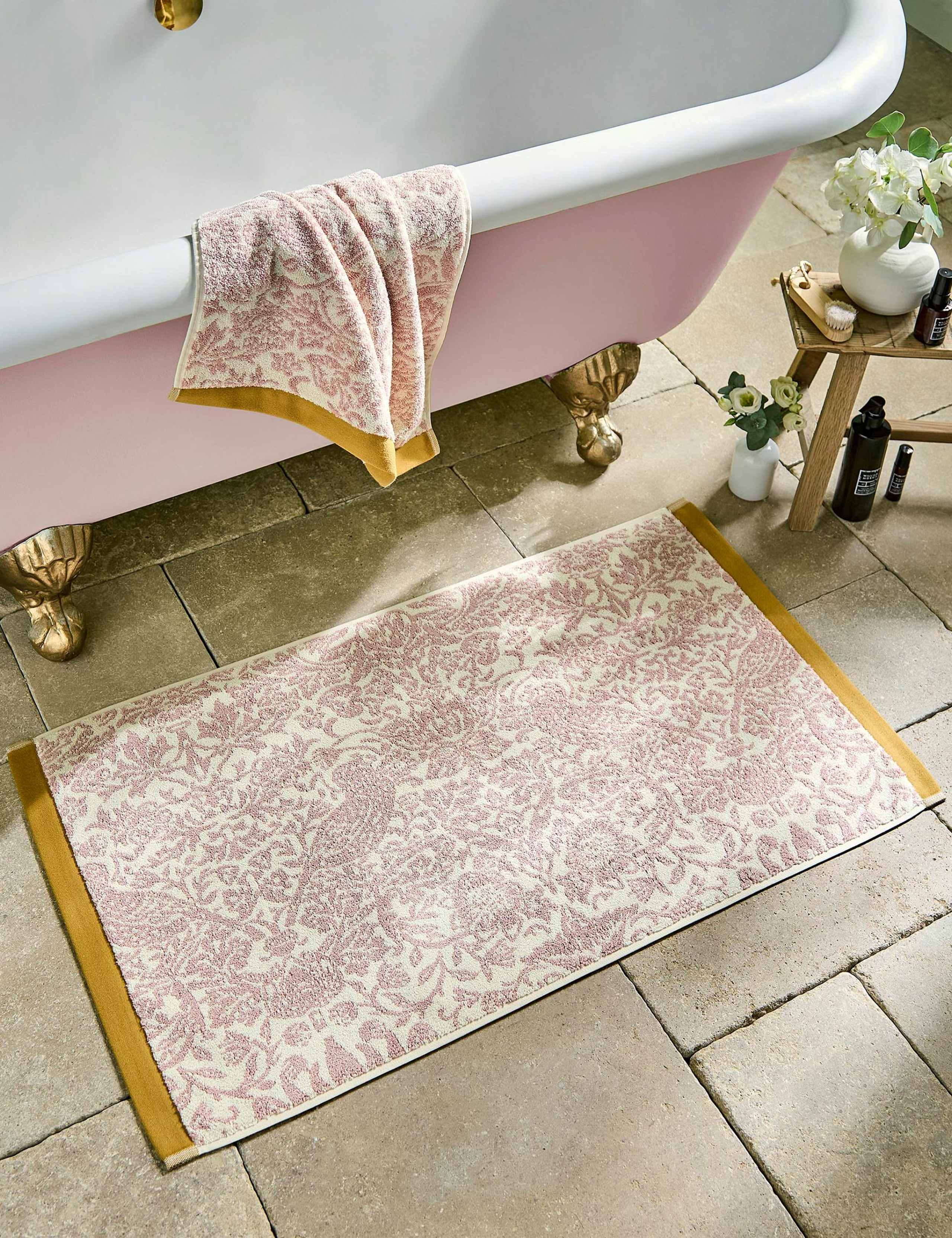 William Morris Strawberry Thief bath mat, 125x70cm, UK version