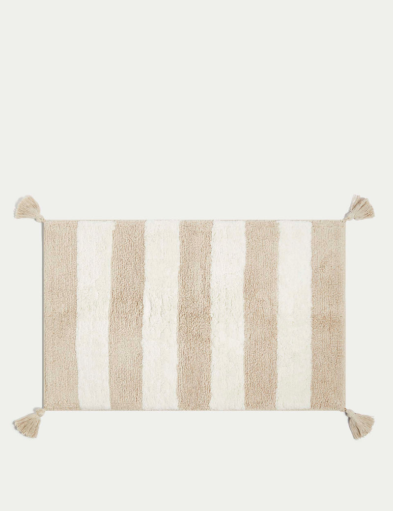 Pure cotton striped bath mat, imported from the UK