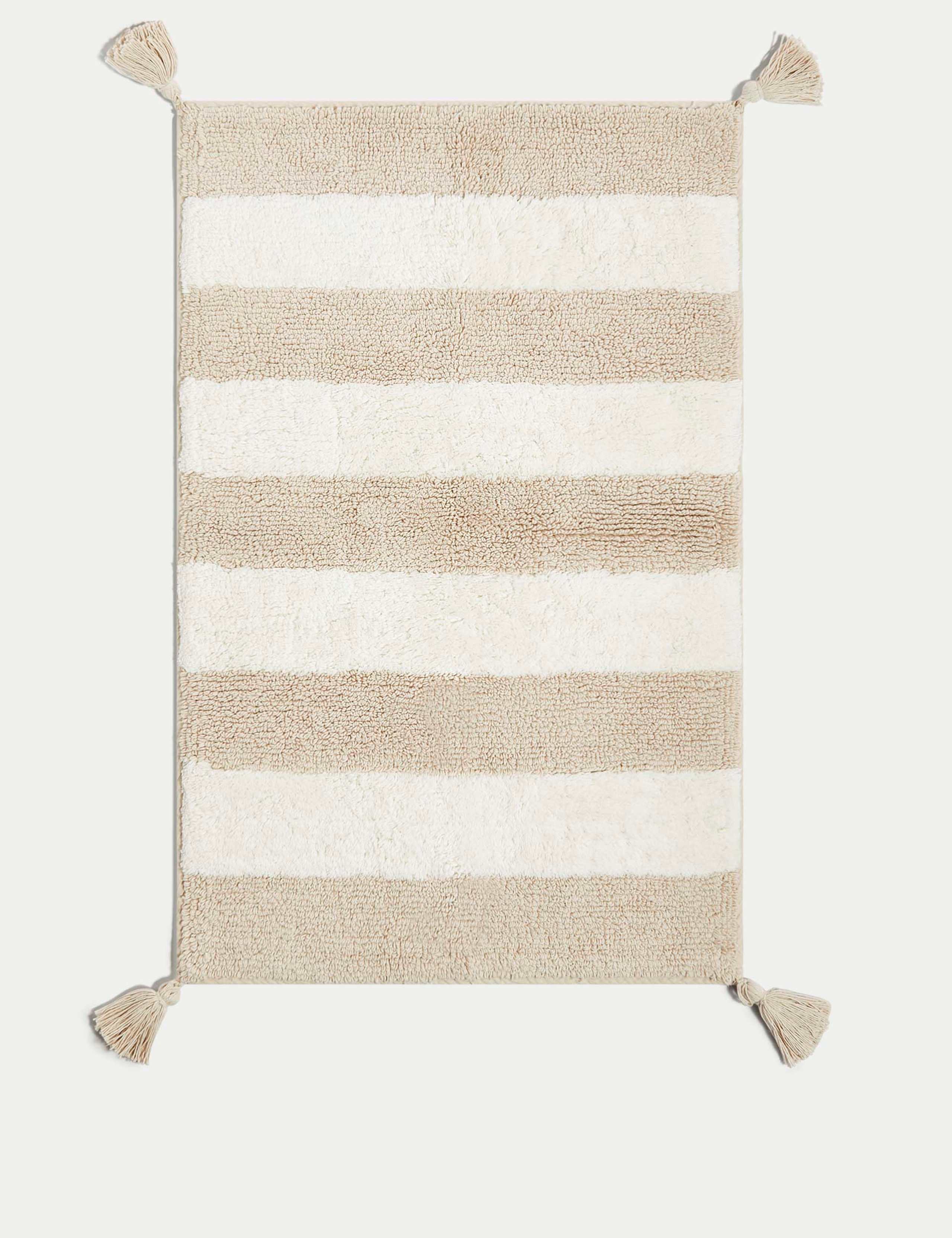 Pure cotton striped bath mat, imported from the UK
