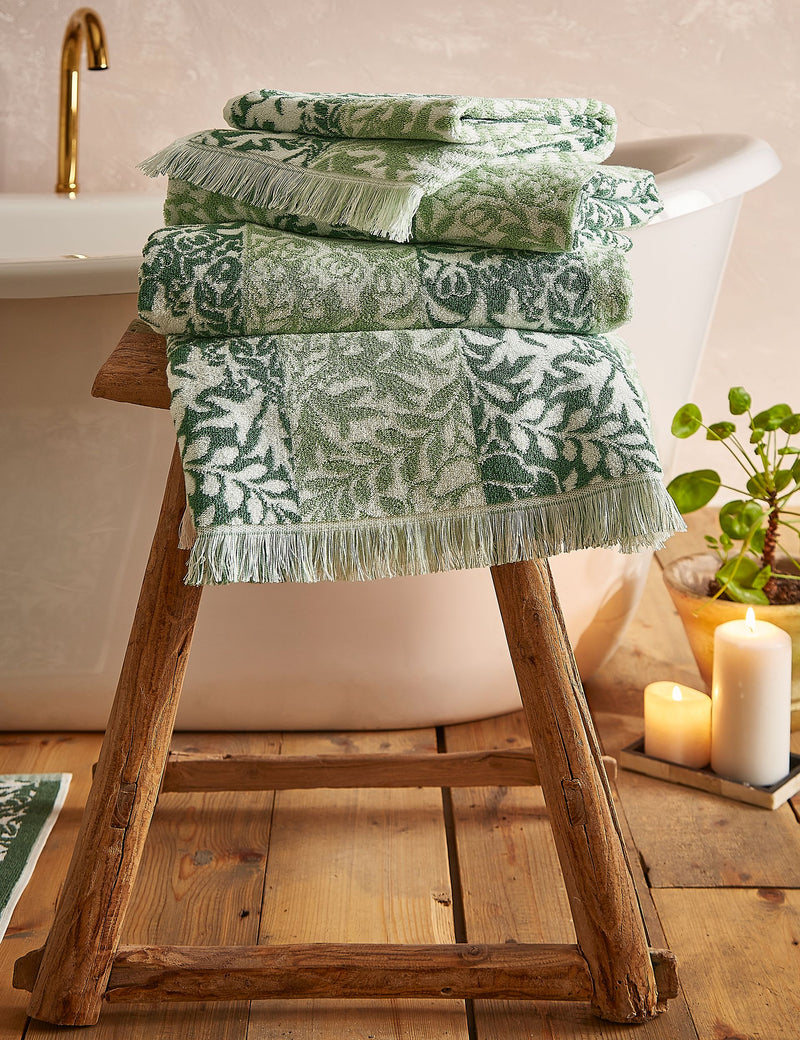 William Morris striped floral towel, UK version
