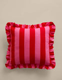 Pure cotton striped frill cushion 45cm, imported from the UK