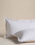 Pure cotton striped ruffle single bedding set, imported from the UK