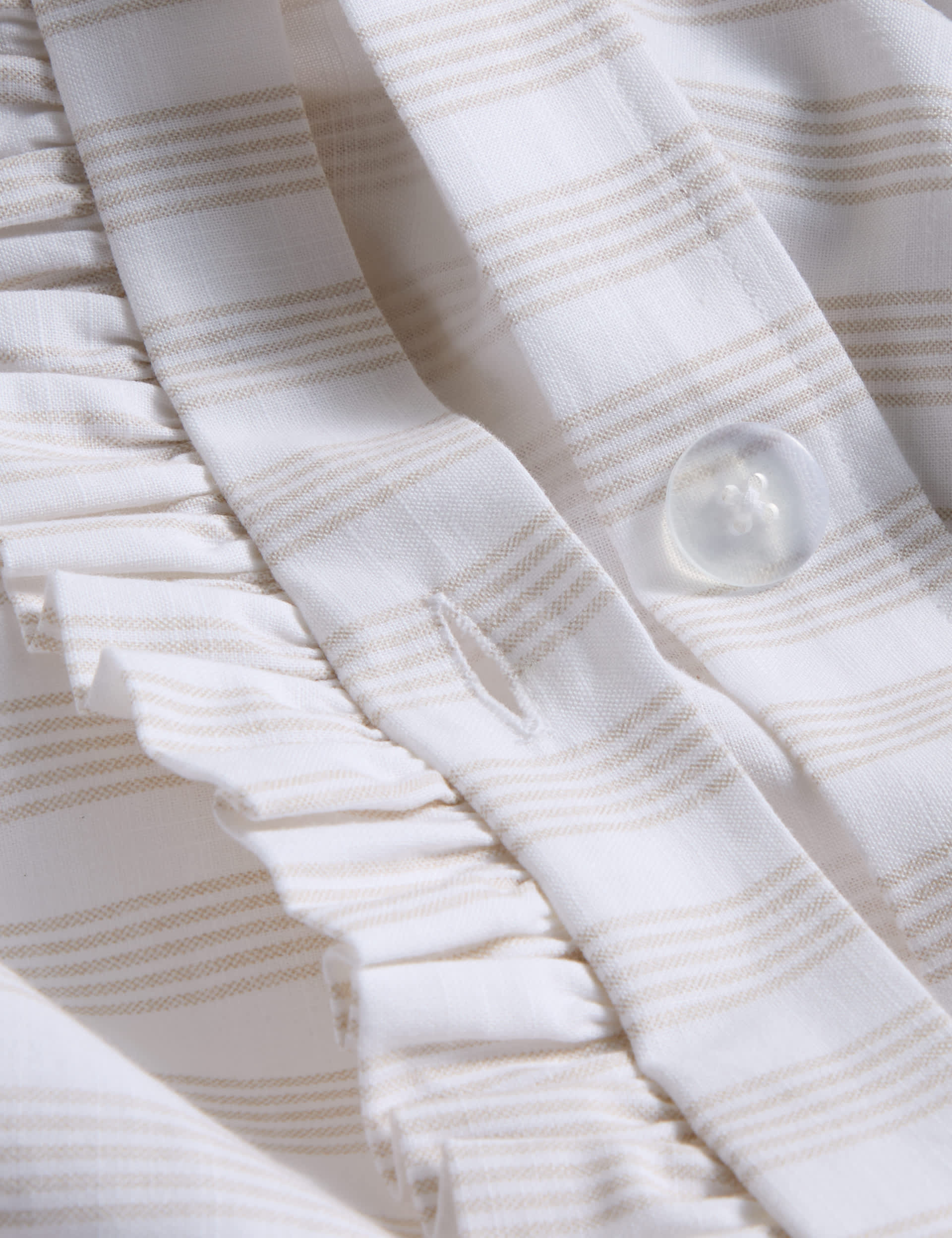 Pure cotton striped ruffle single bedding set, imported from the UK
