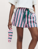 Pure Cotton Striped Shortie Set with Eye Mask
