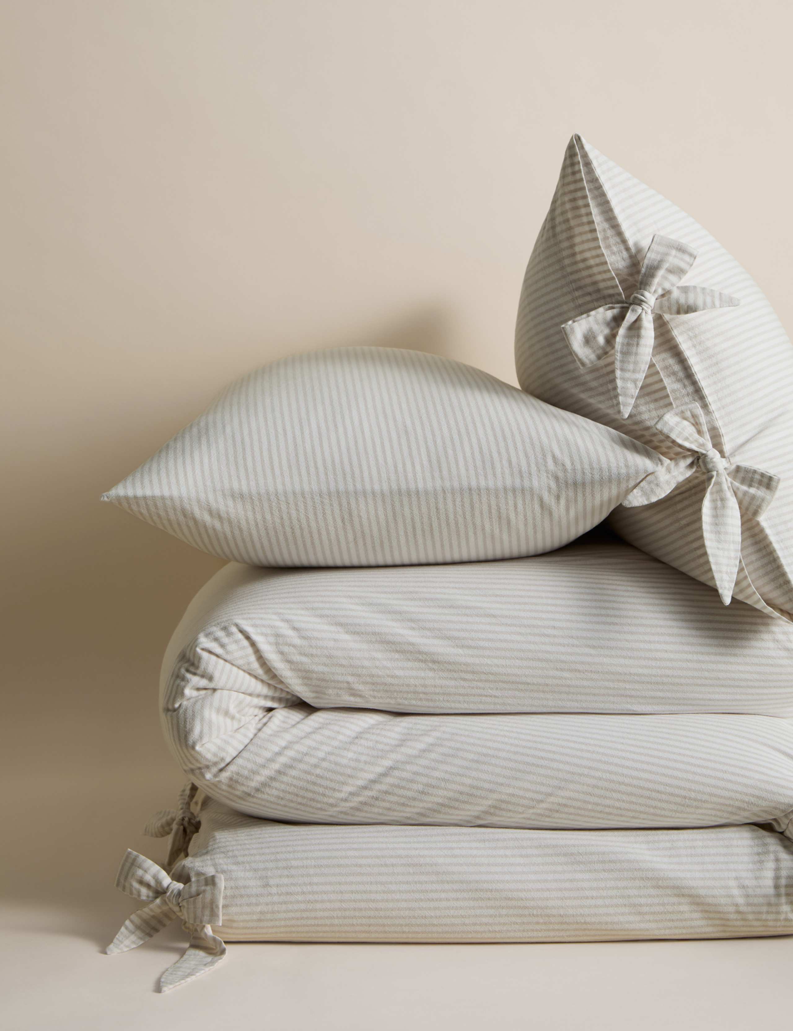 Pure cotton striped tie bedding set - British product