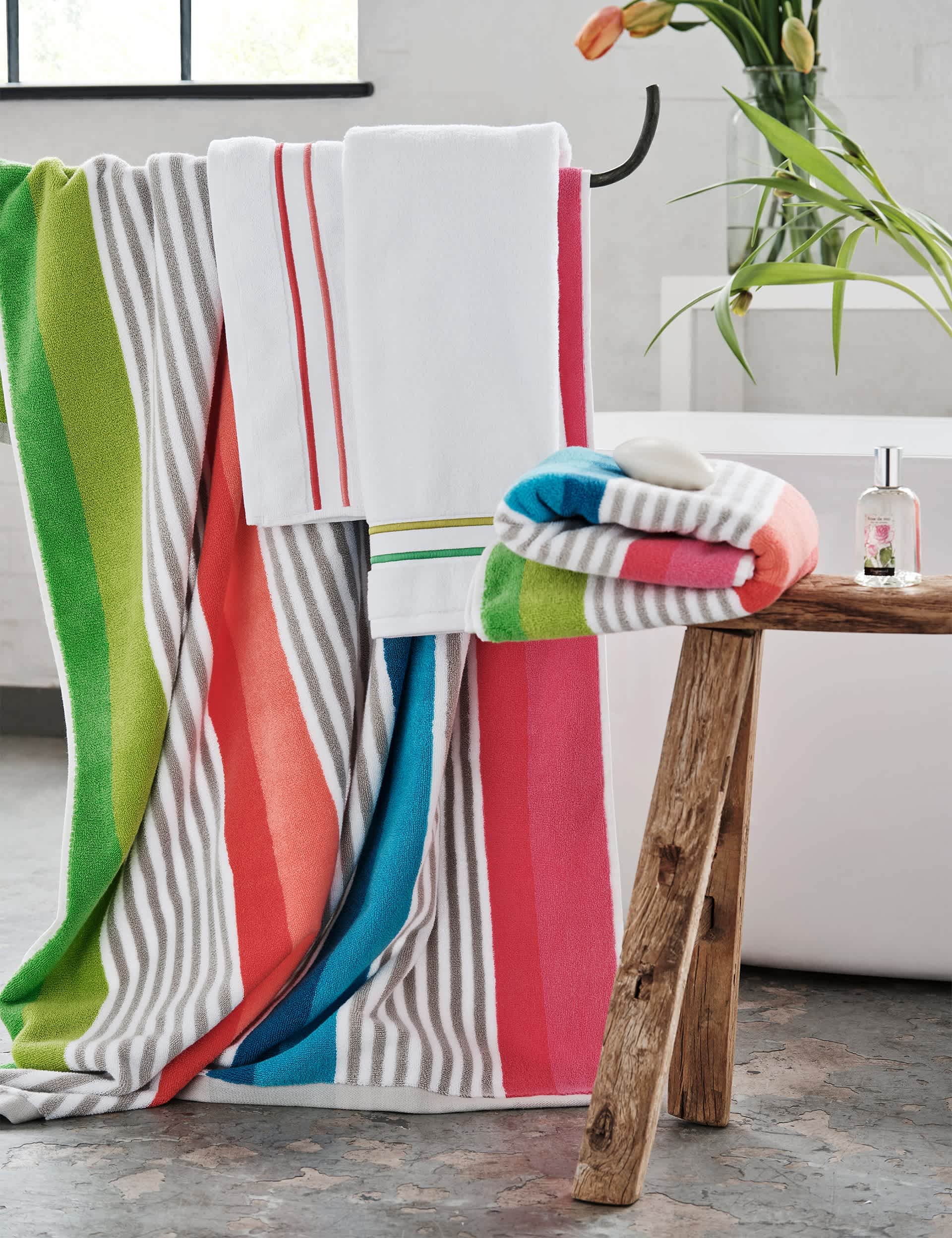 Designers Guild striped cotton towel 100x150cm, imported from the UK