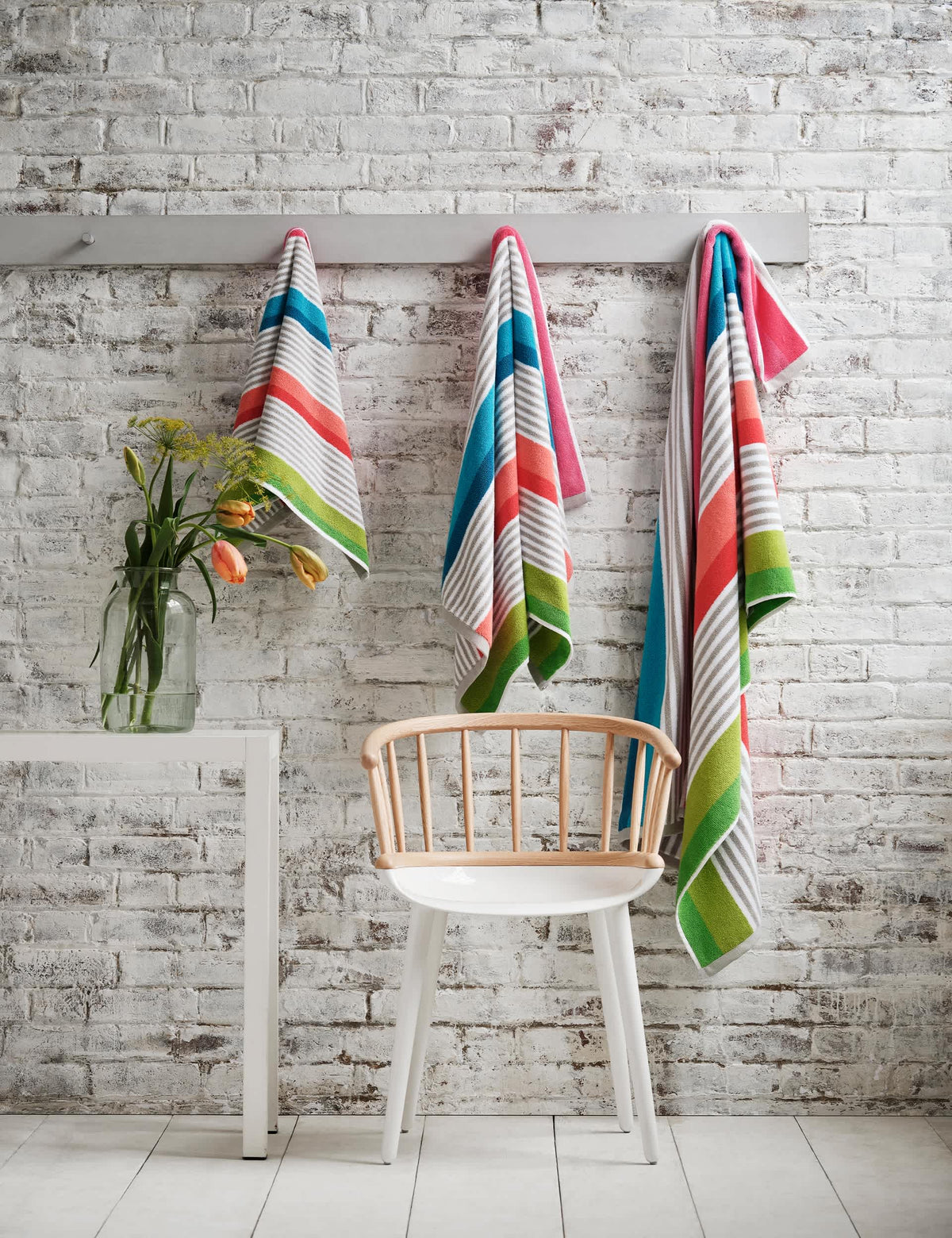 Designers Guild striped cotton towel 100x150cm, imported from the UK