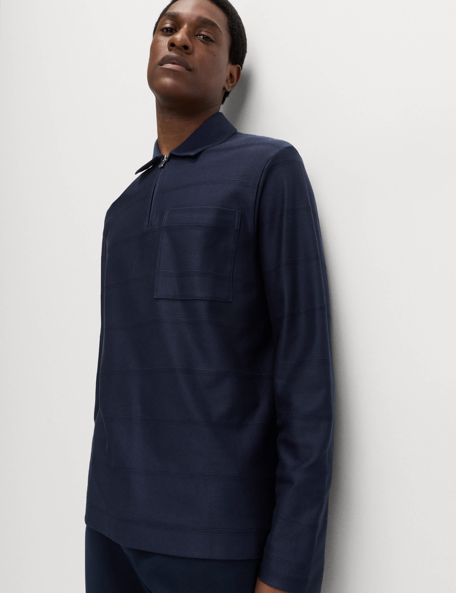 M&S pure cotton textured half zip sweatshirt, imported from the UK