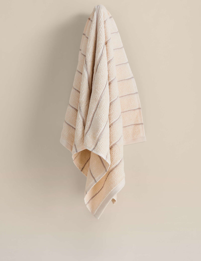 Pure cotton textured striped bath towel, imported from the UK