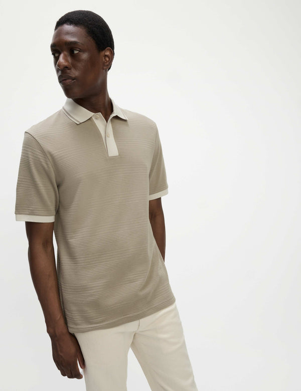 Pure Cotton Textured Tipped Polo Shirt