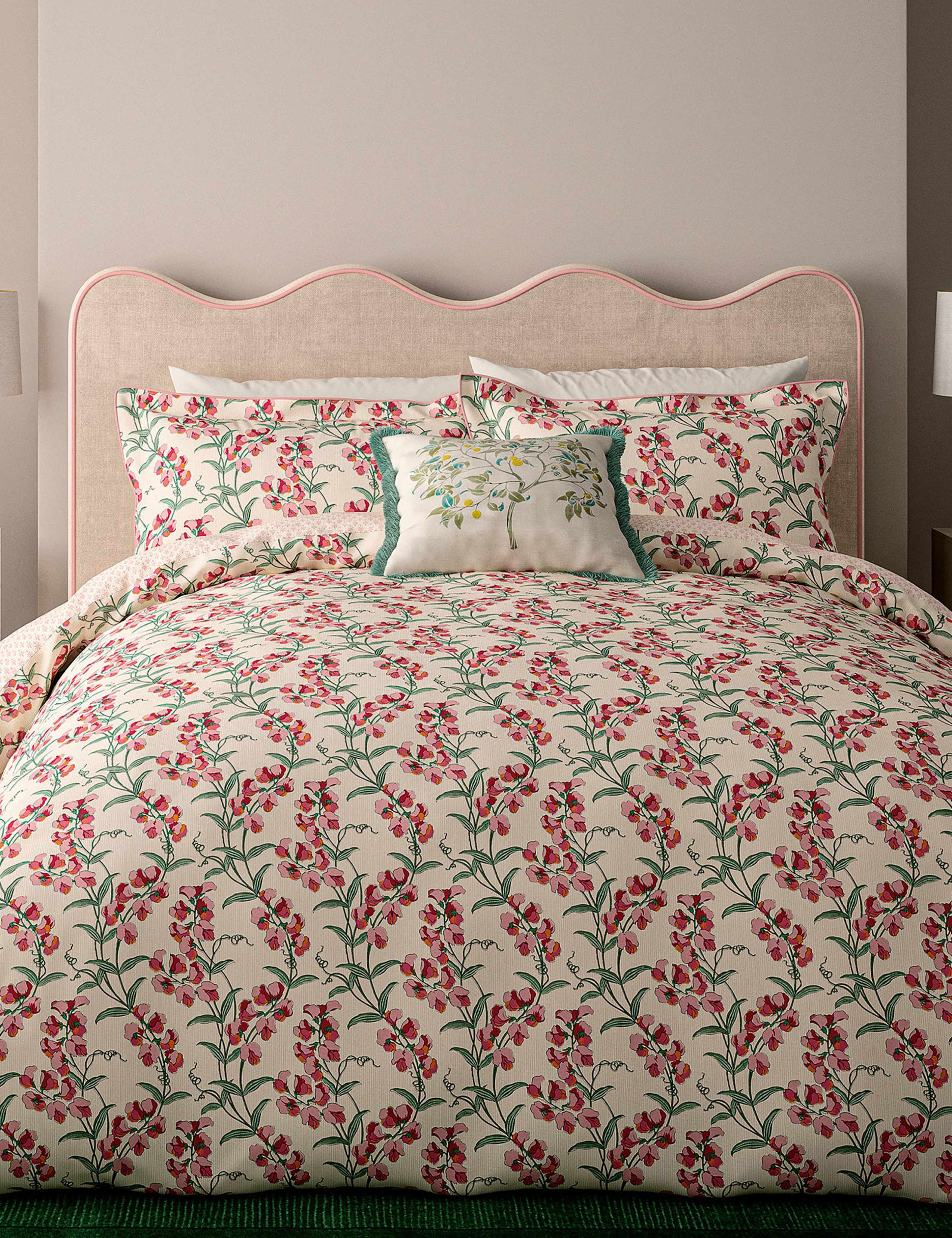 V&A cotton cushion with ornamental tree design, UK version