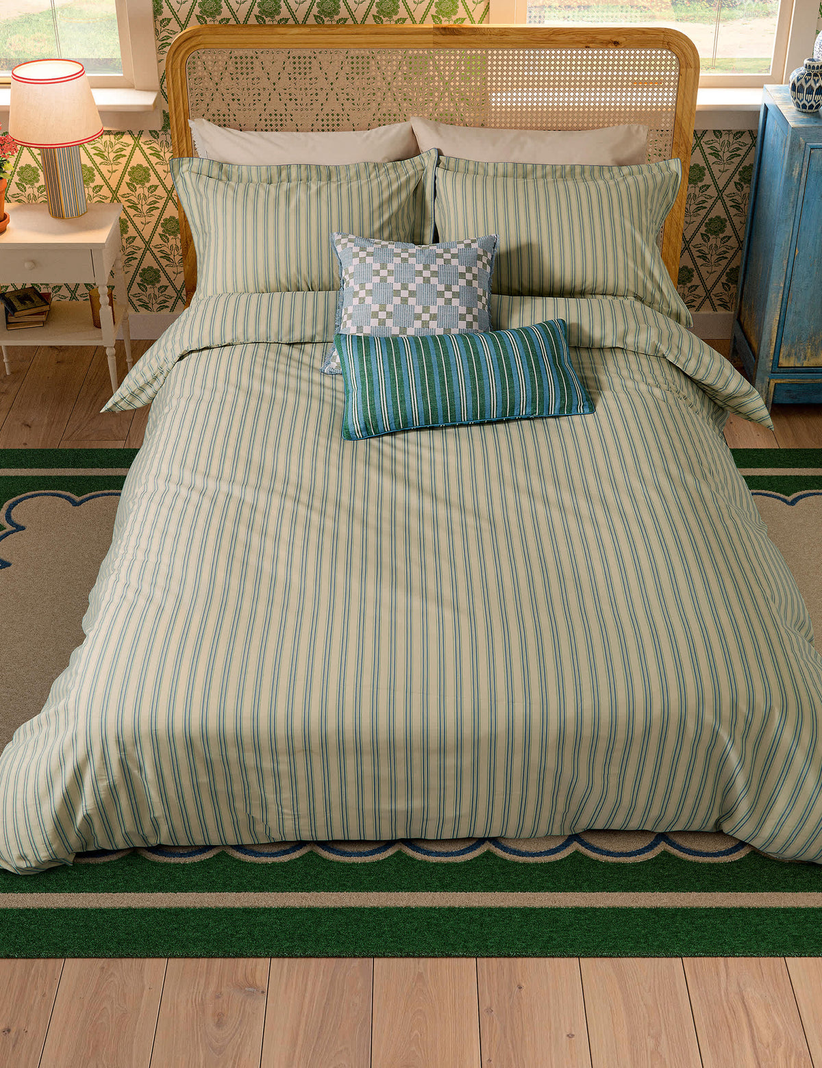 Pure cotton ticking stripe bedding set, imported from the UK