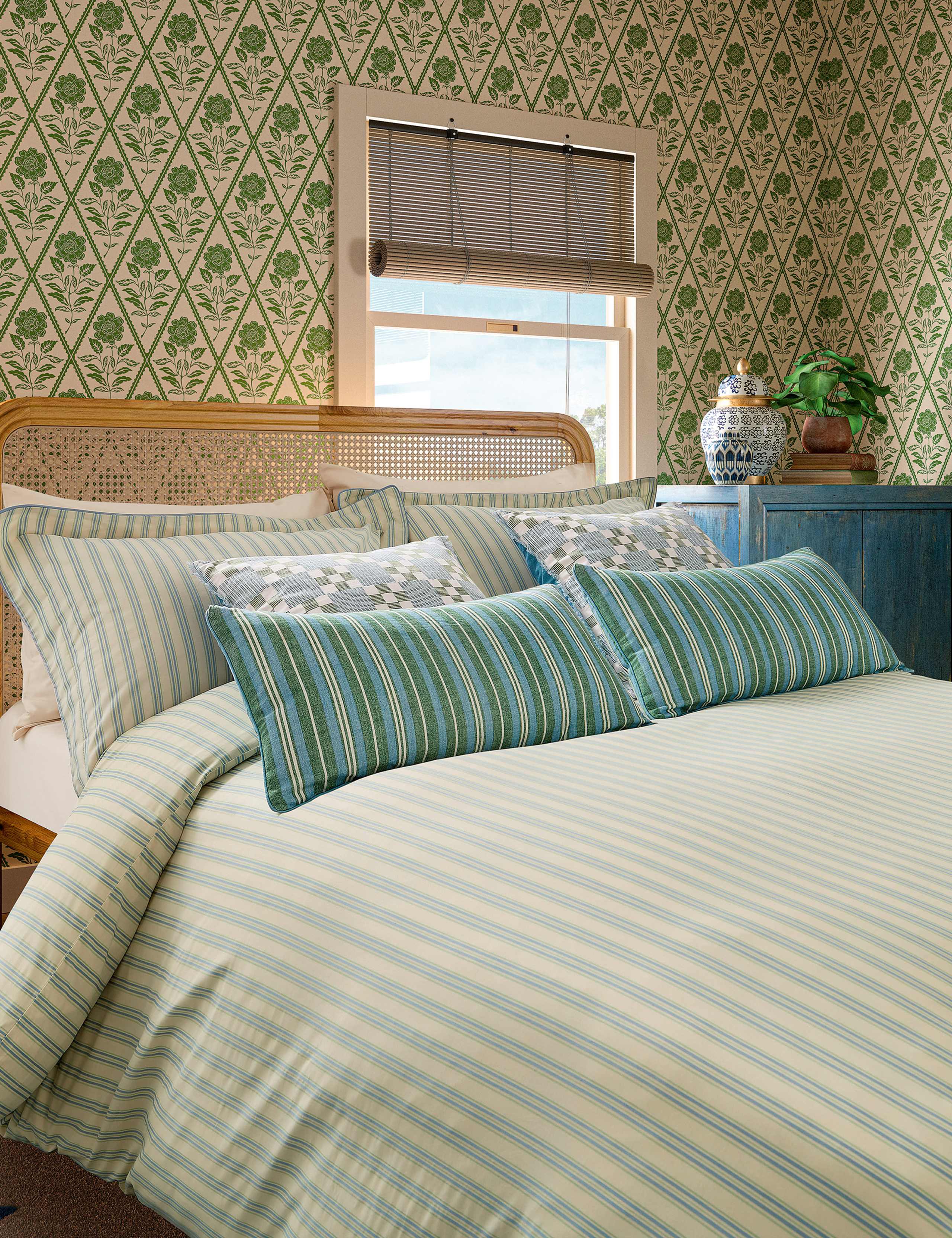 Pure cotton ticking stripe bedding set, imported from the UK