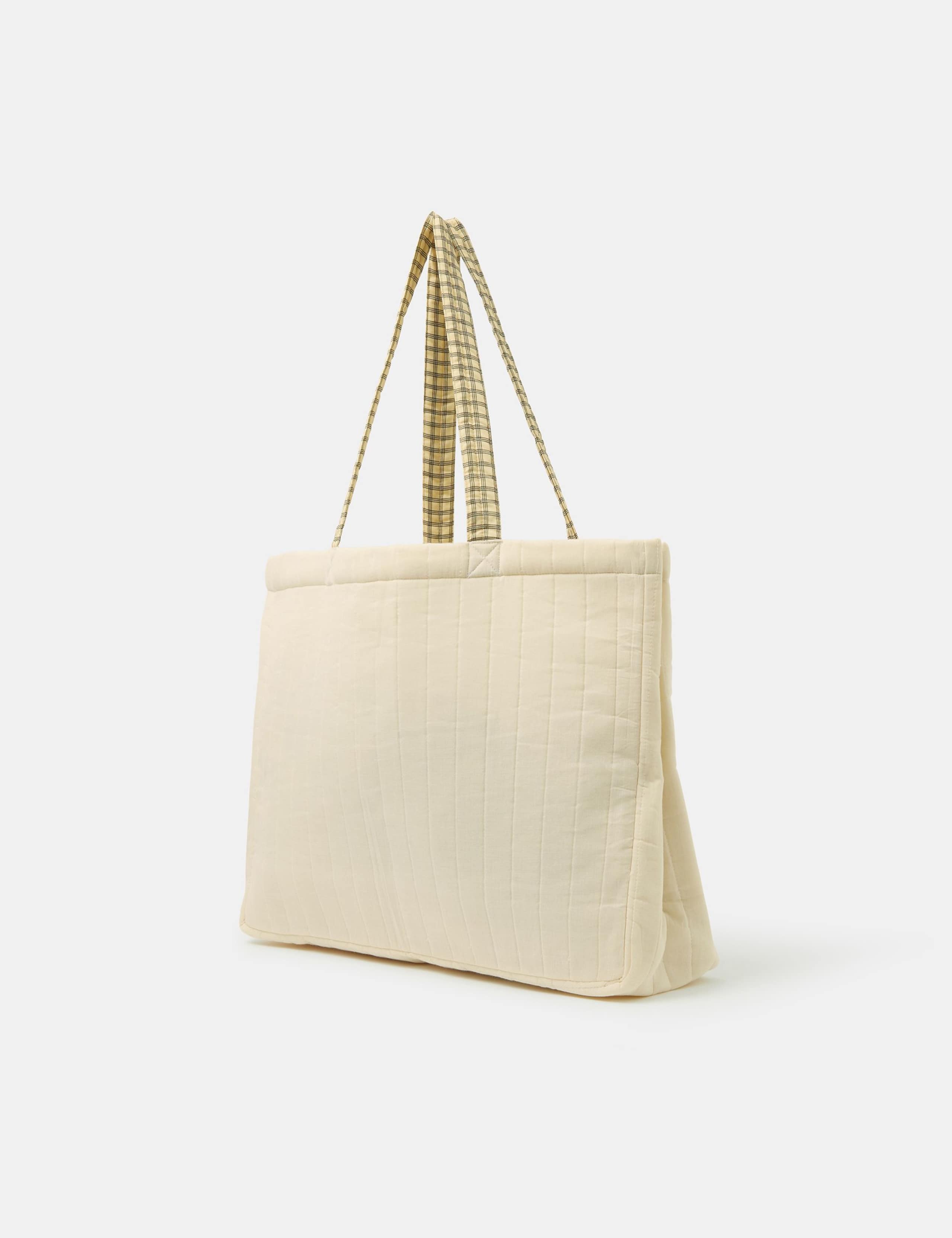 Accessorize pure cotton tote bag quilted smiley embroidery, imported from the UK