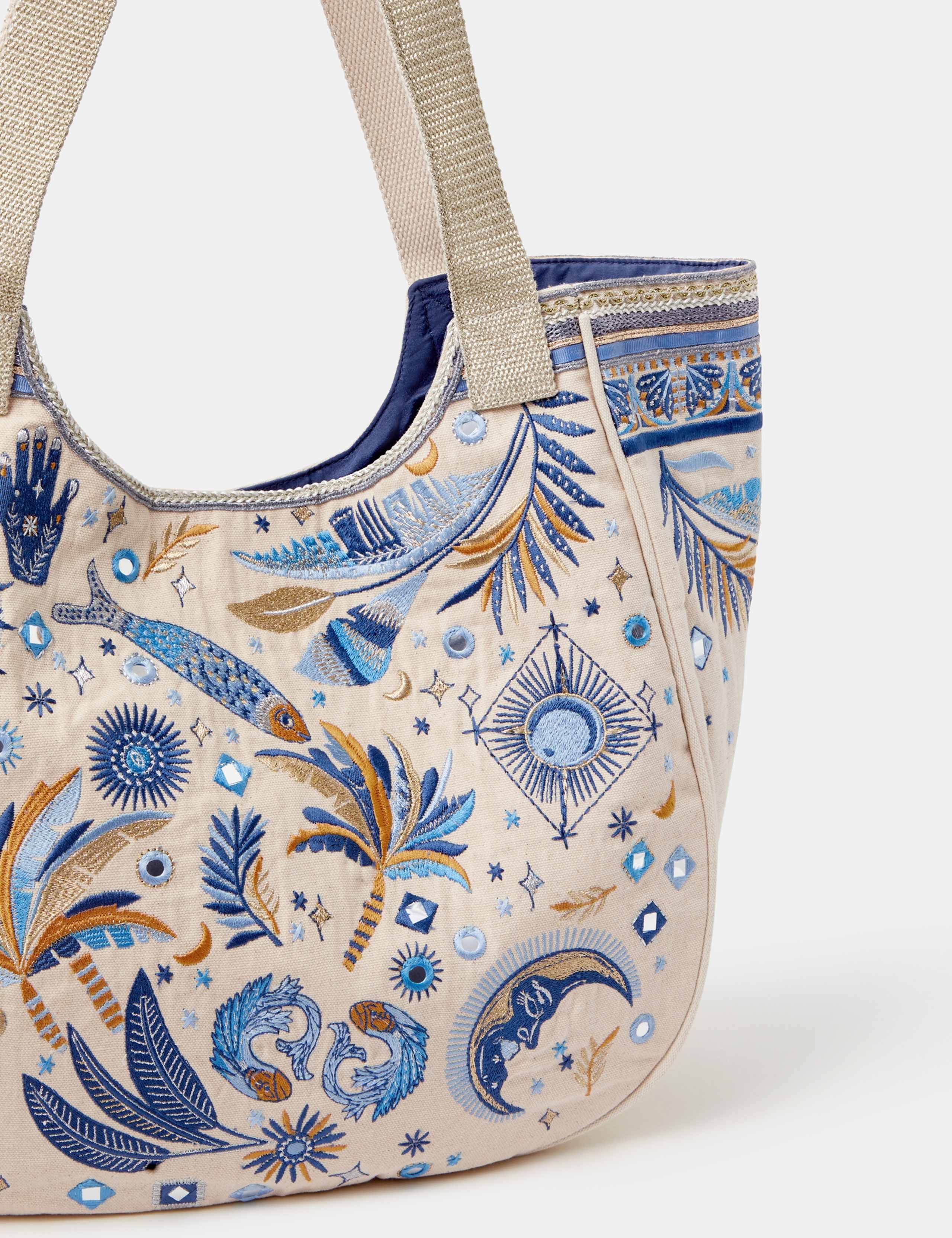Accessorize pure cotton tote bag with embroidered design, imported from the UK