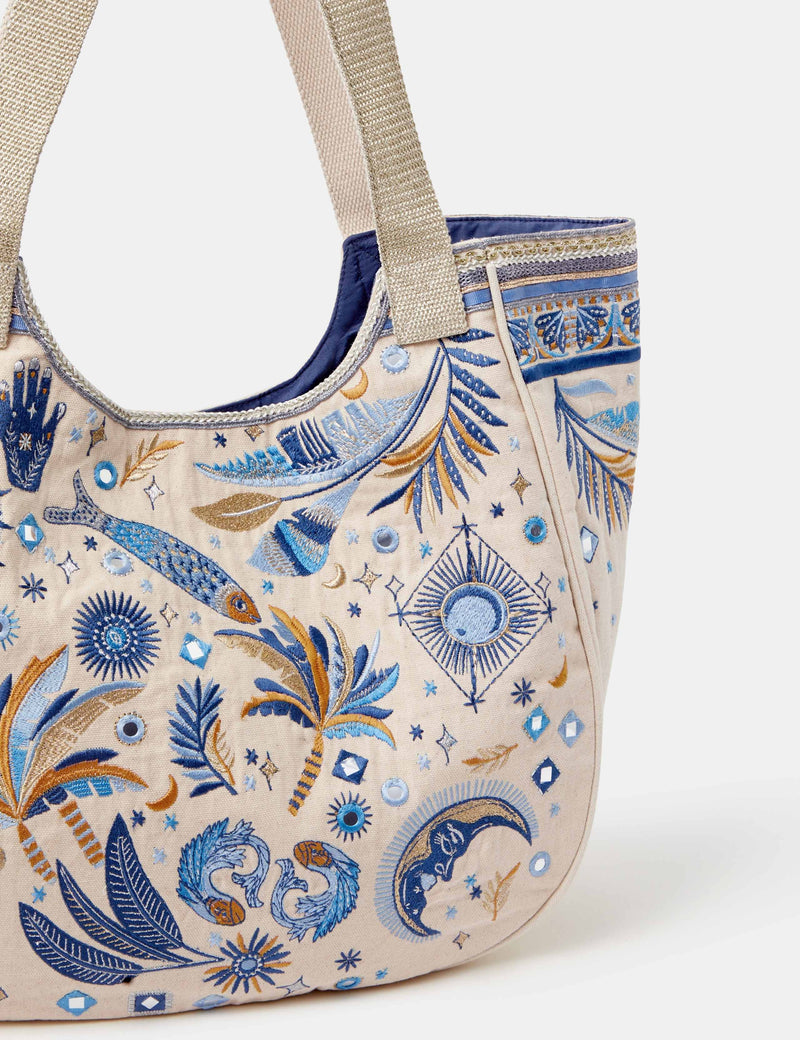 Accessorize pure cotton tote bag with embroidered design, imported from the UK