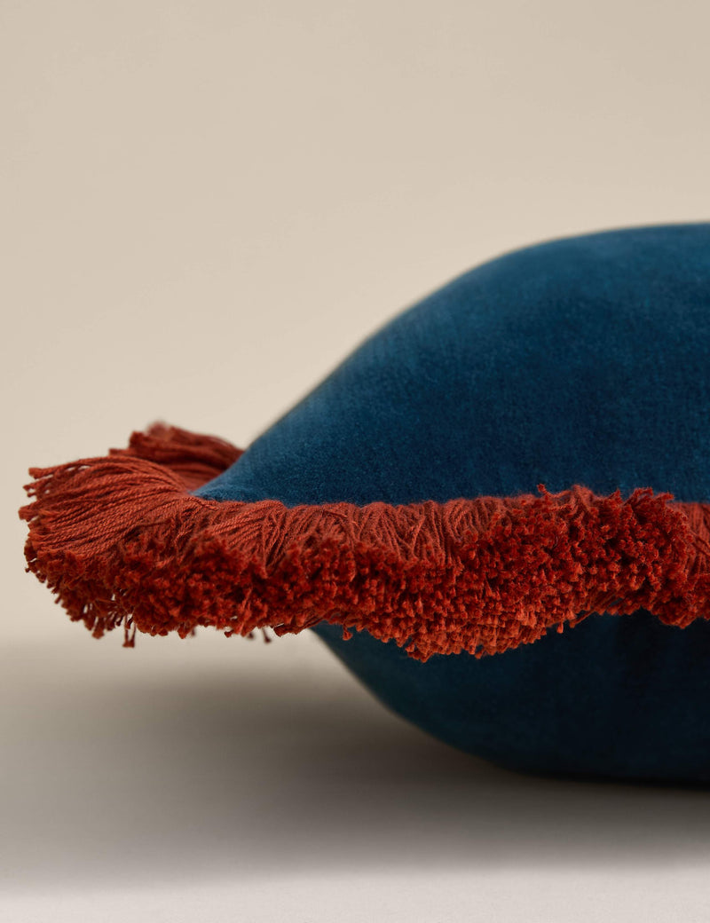 Cotton velvet fringe bolster cushion (British brand)