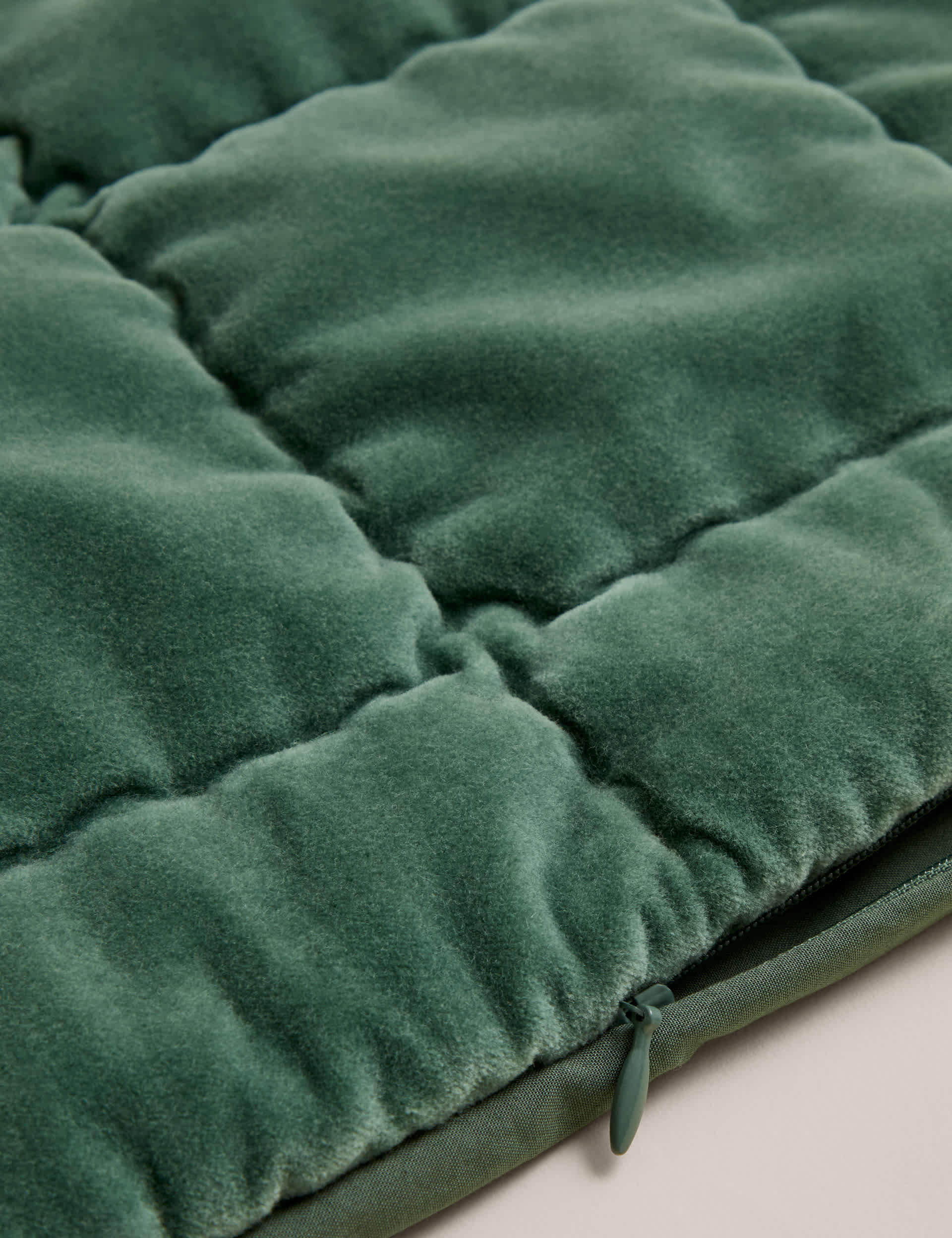 Pure cotton velvet quilted large decorative cushion, imported from the UK