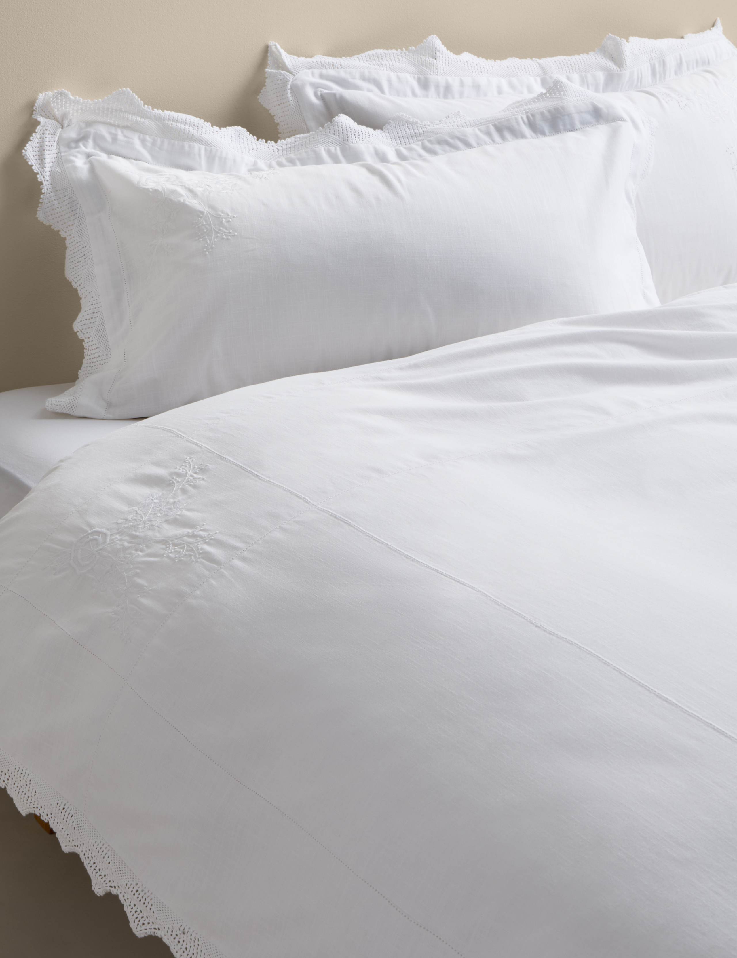 Pure cotton vintage lace embroidered bedding set, imported from the UK