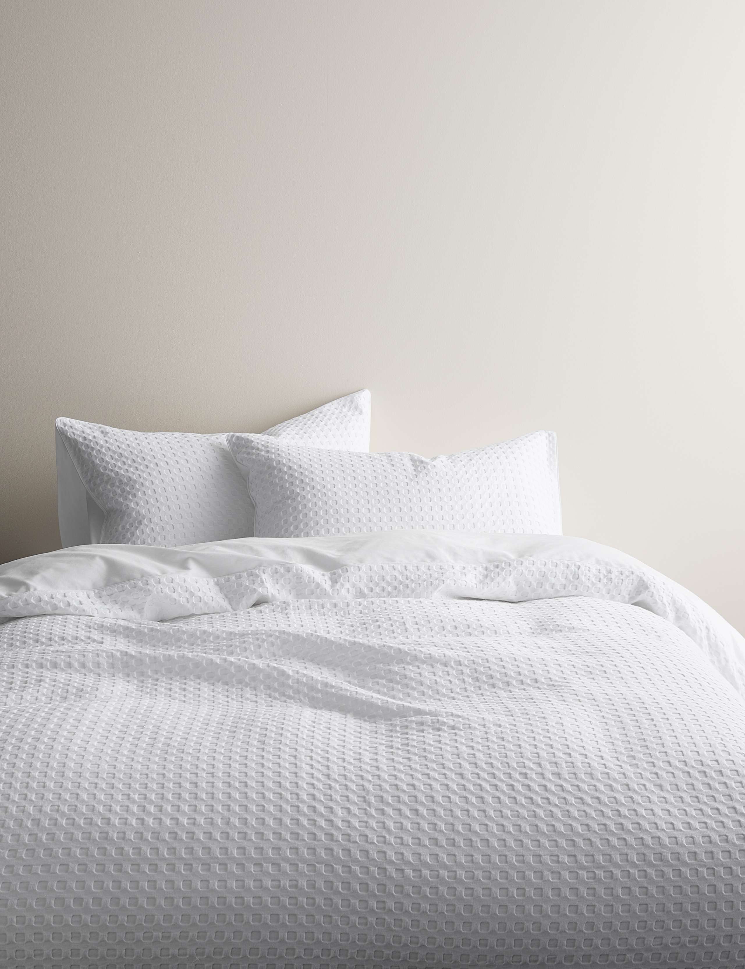 Pure cotton waffle bedding set with zip fastening - British product