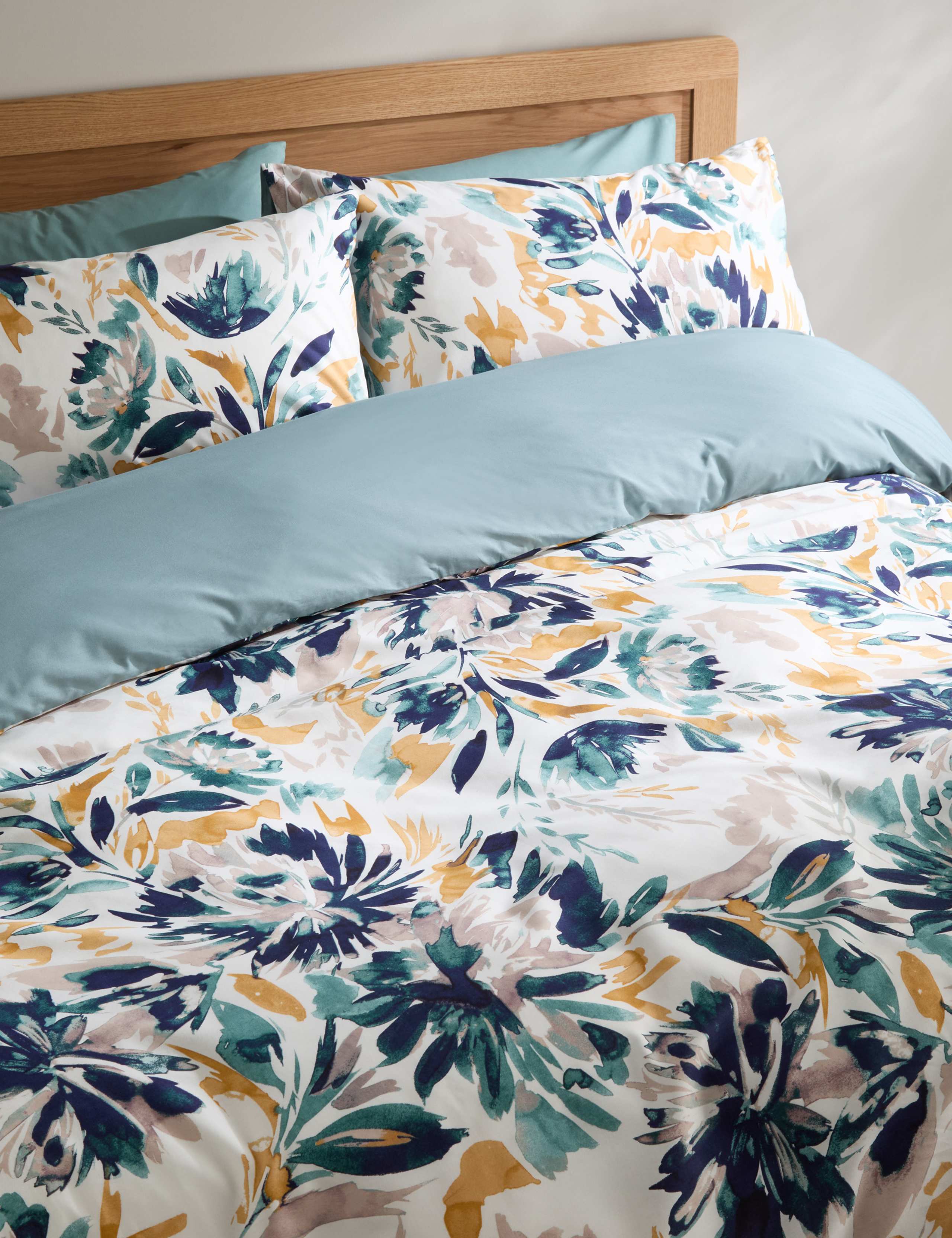 Ensemble de literie en pur coton à motif floral aquarelle