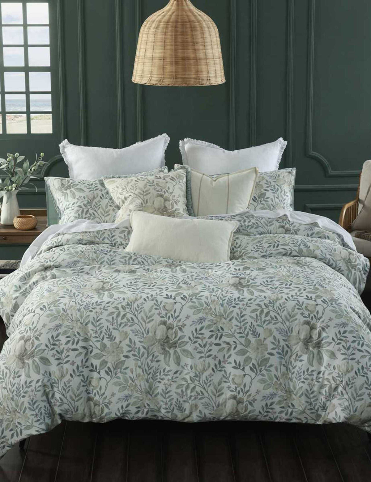 MM Linen pure cotton bedding set floral leaf design - British product