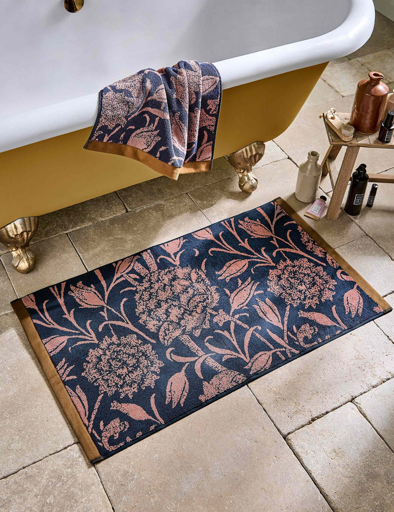 William Morris pure cotton bath mat Wild Tulip pattern, UK version