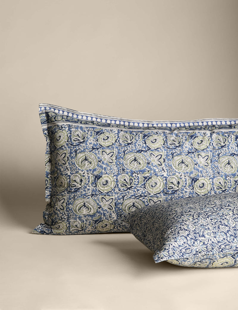 Pure Cotton Woodblock Floral Bedding Set, imported from the UK