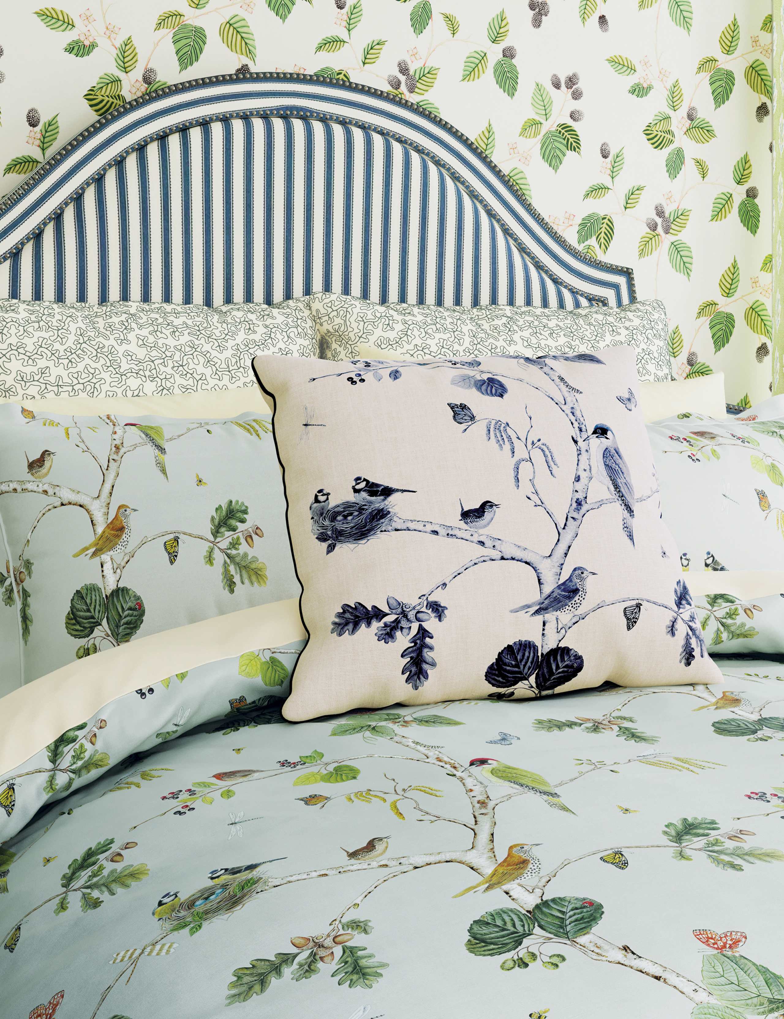 Sanderson Woodland Chorus duvet cover, imported from the UK