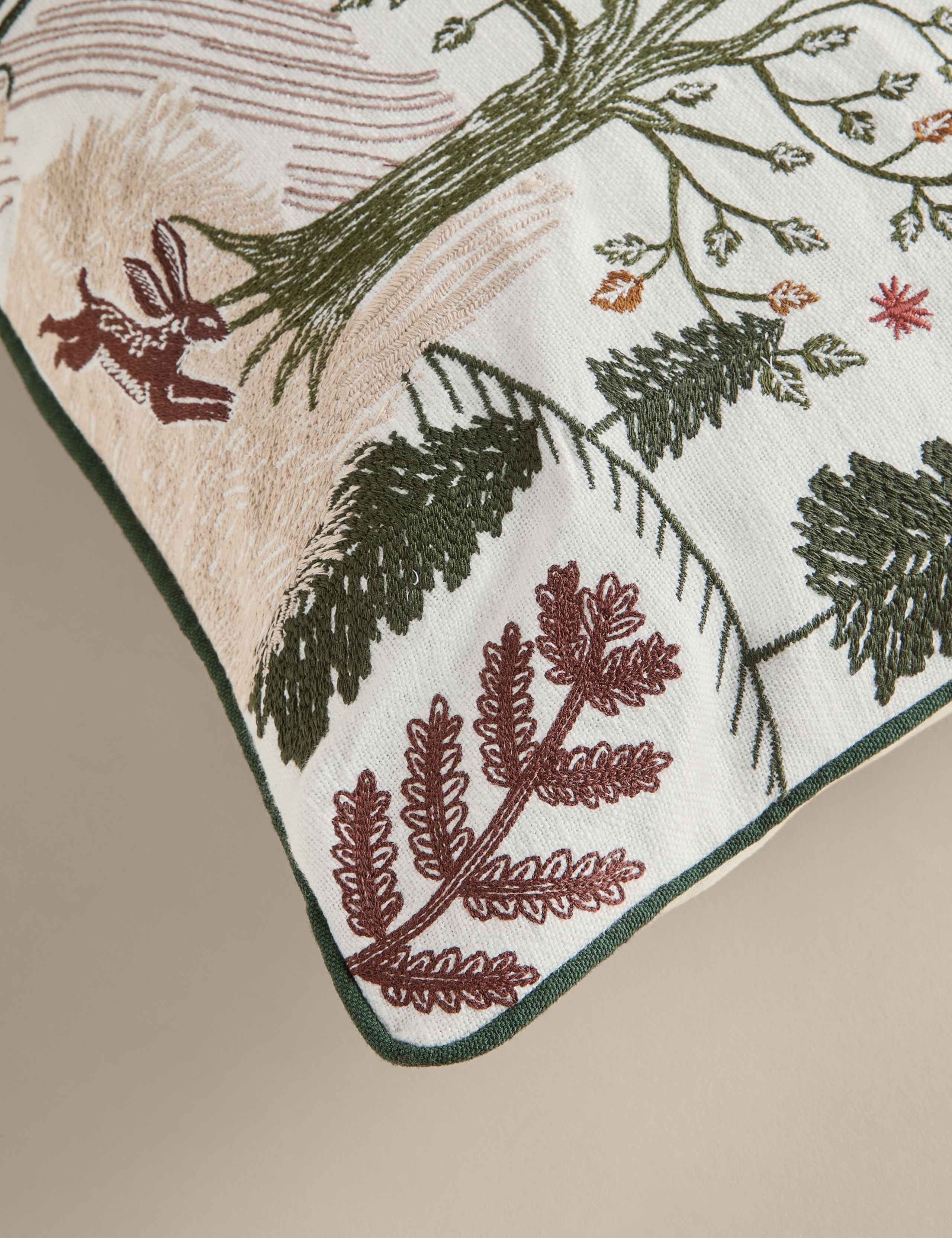 Woodland cushion pure cotton embroidered 50x50 cm (British brand)