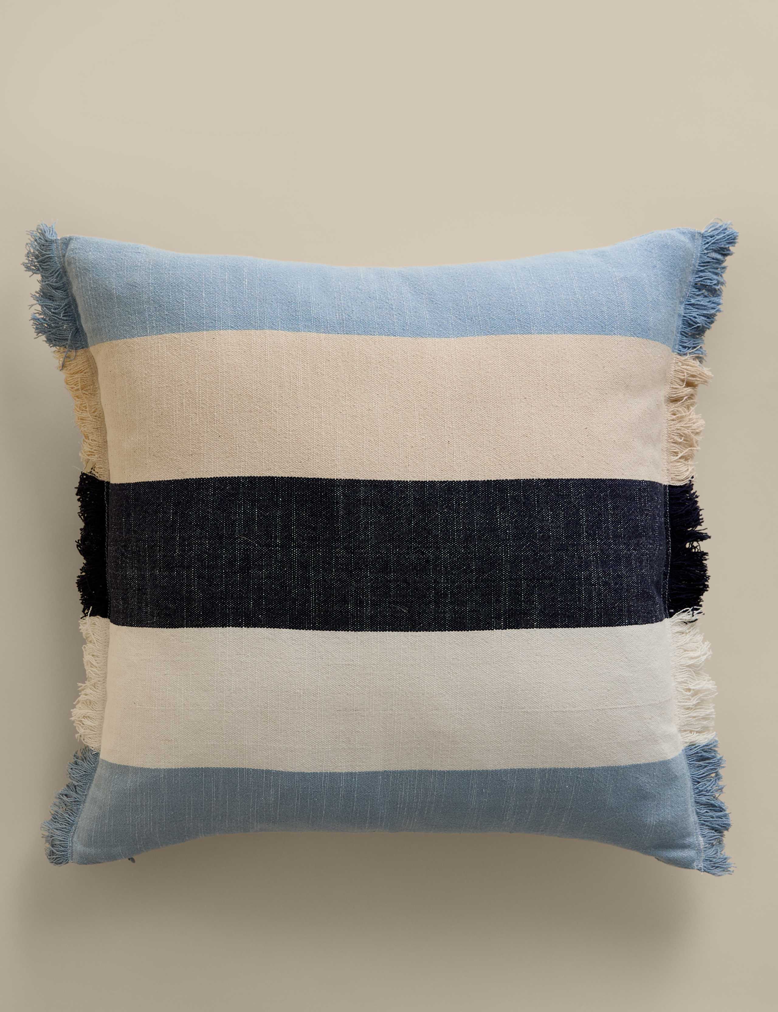 Pure cotton woven striped outdoor cushion 50 cm, UK version