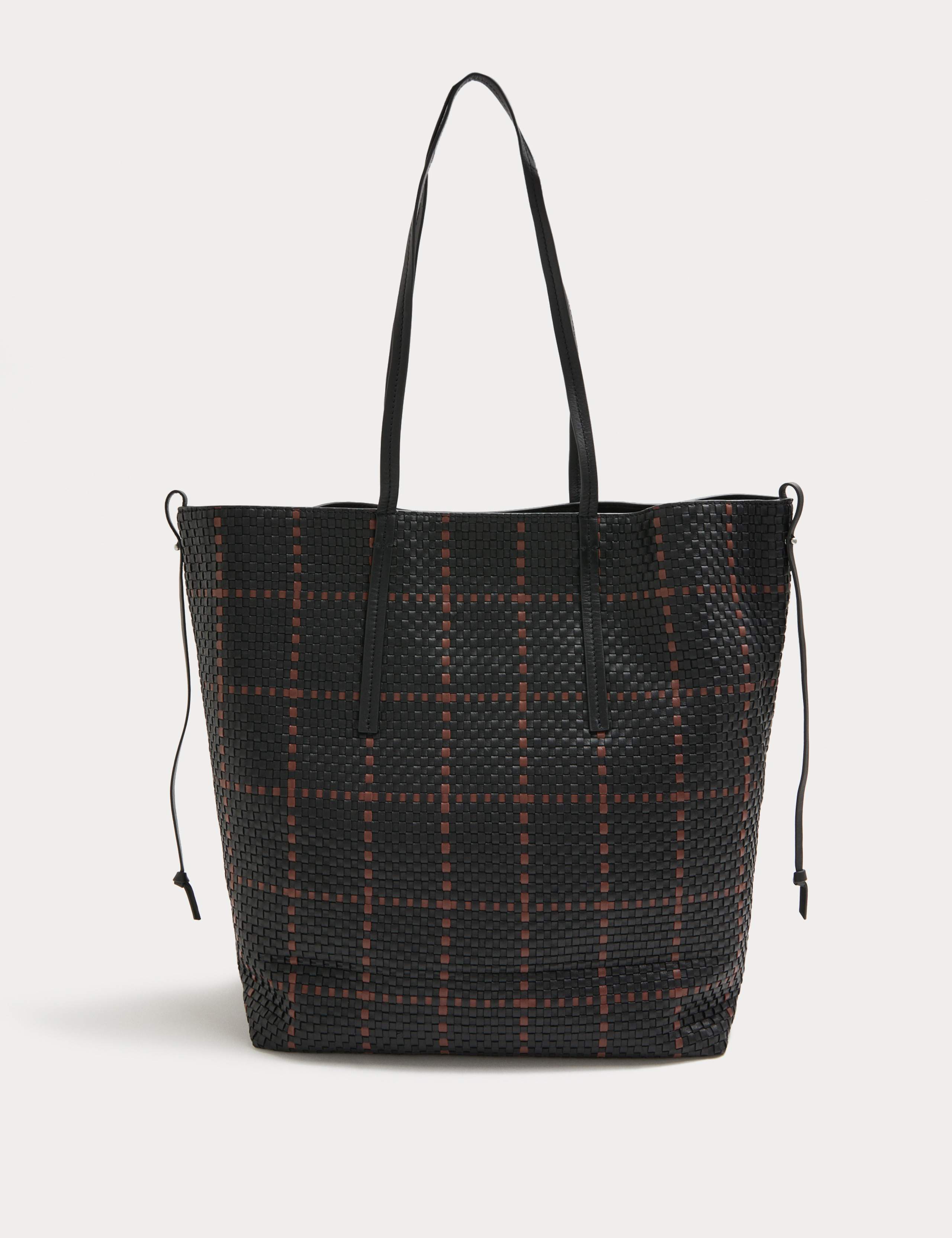 Jaeger pure leather lattice tote bag (British brand)