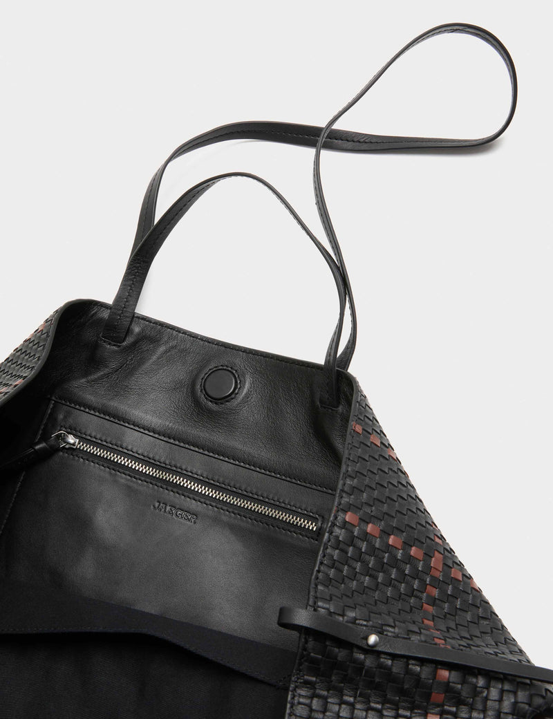 Jaeger pure leather lattice tote bag (British brand)